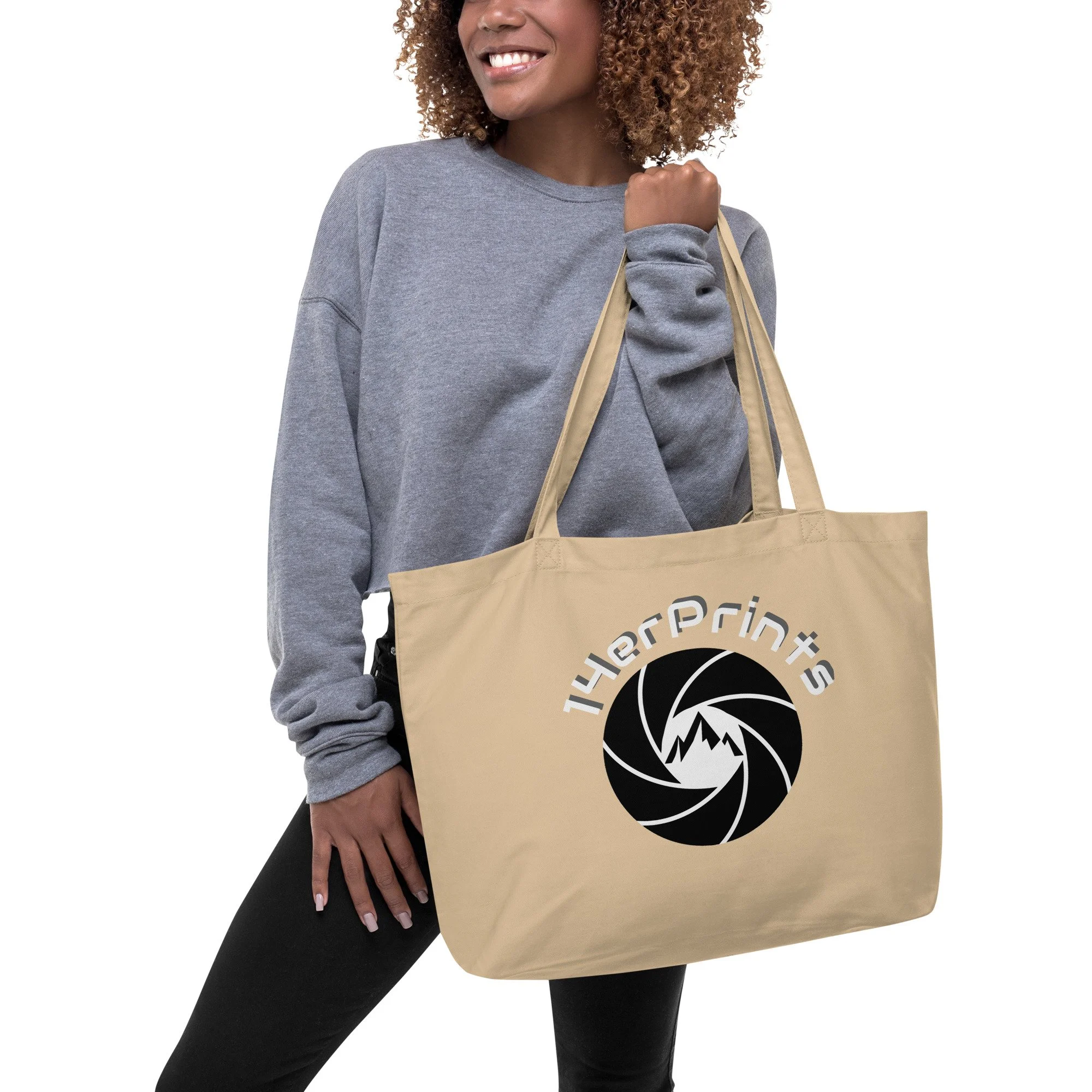 14erprints large logo tote bag – oyster front