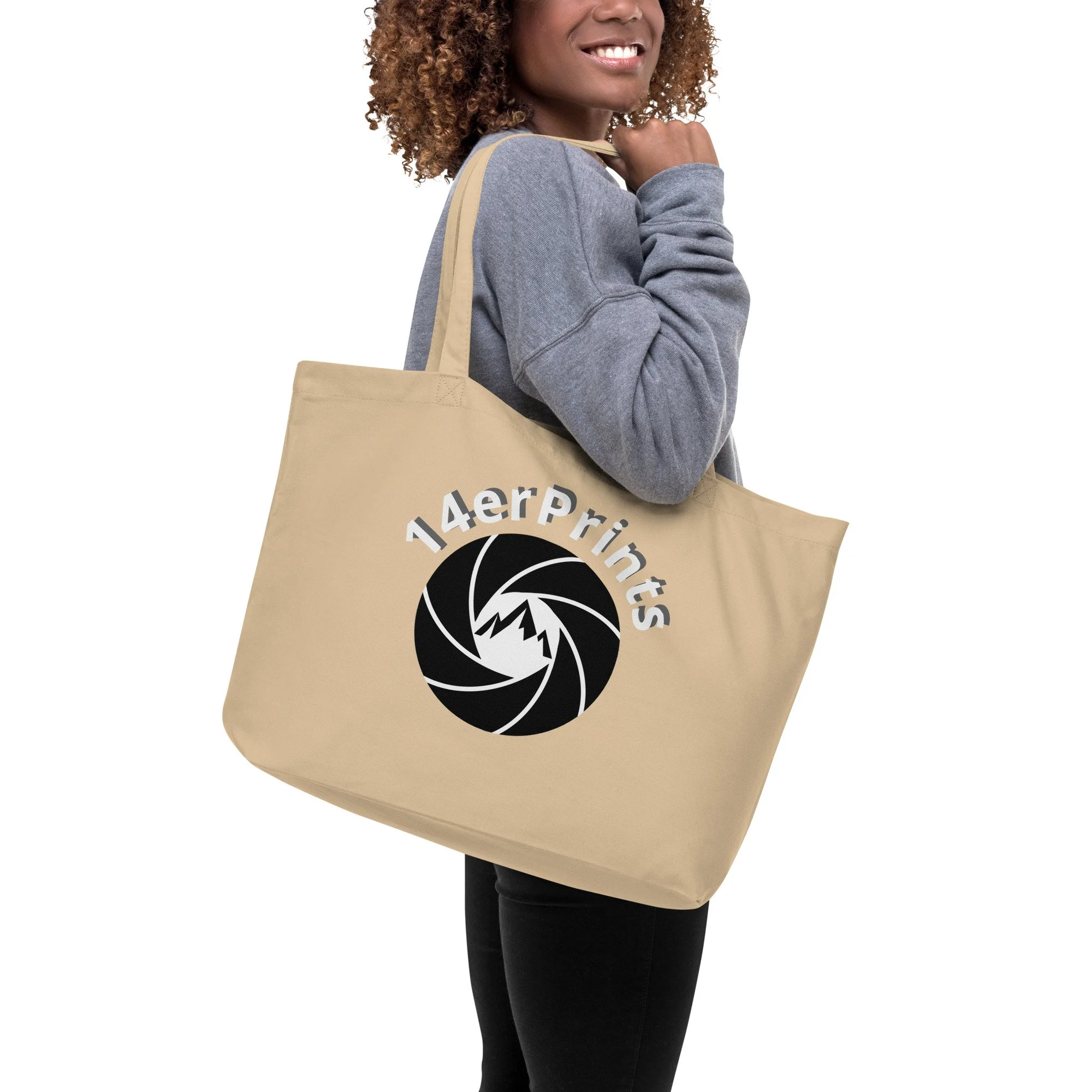 14erprints large logo tote bag – oyster back