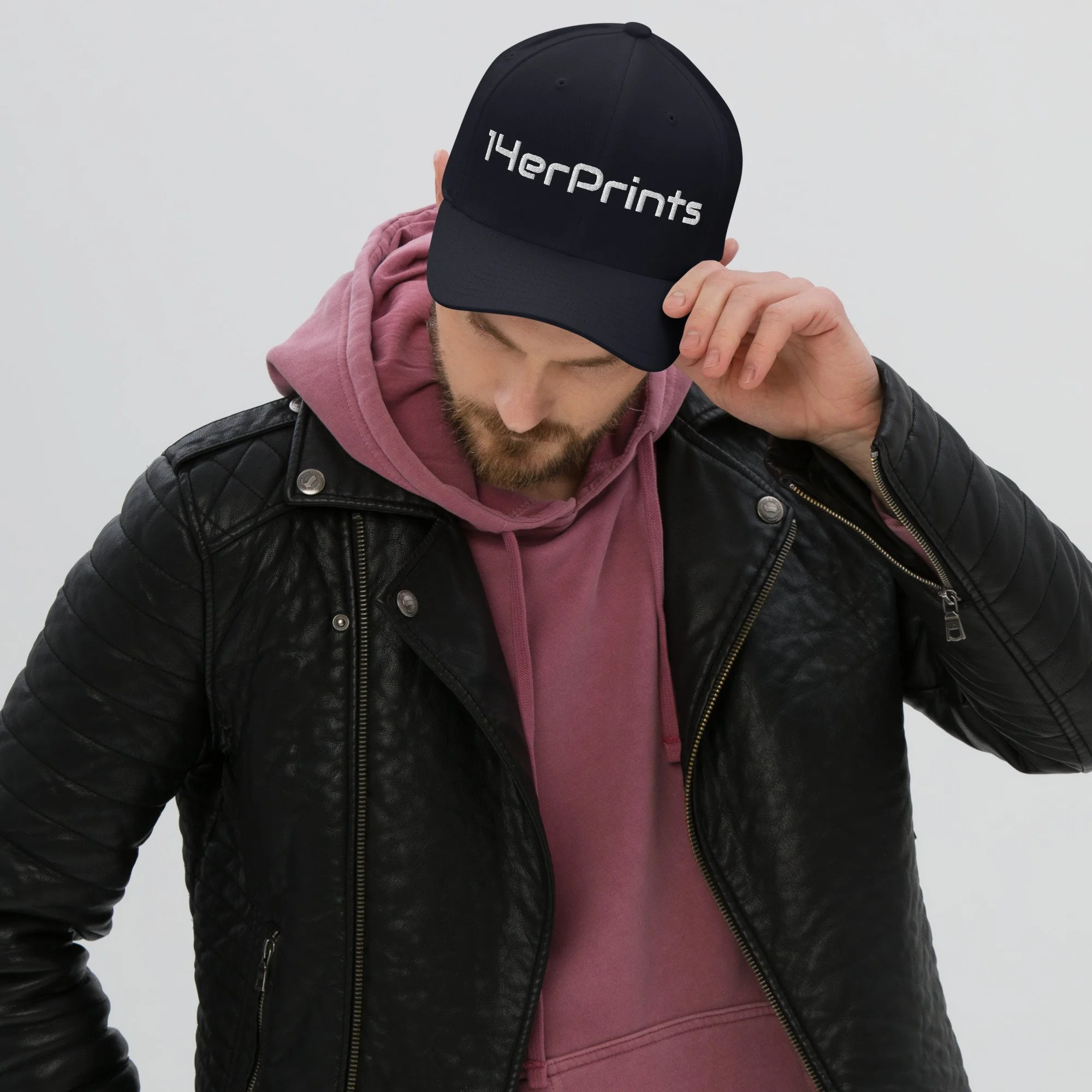 14erprints flexfit logo hat – dark navy front view
