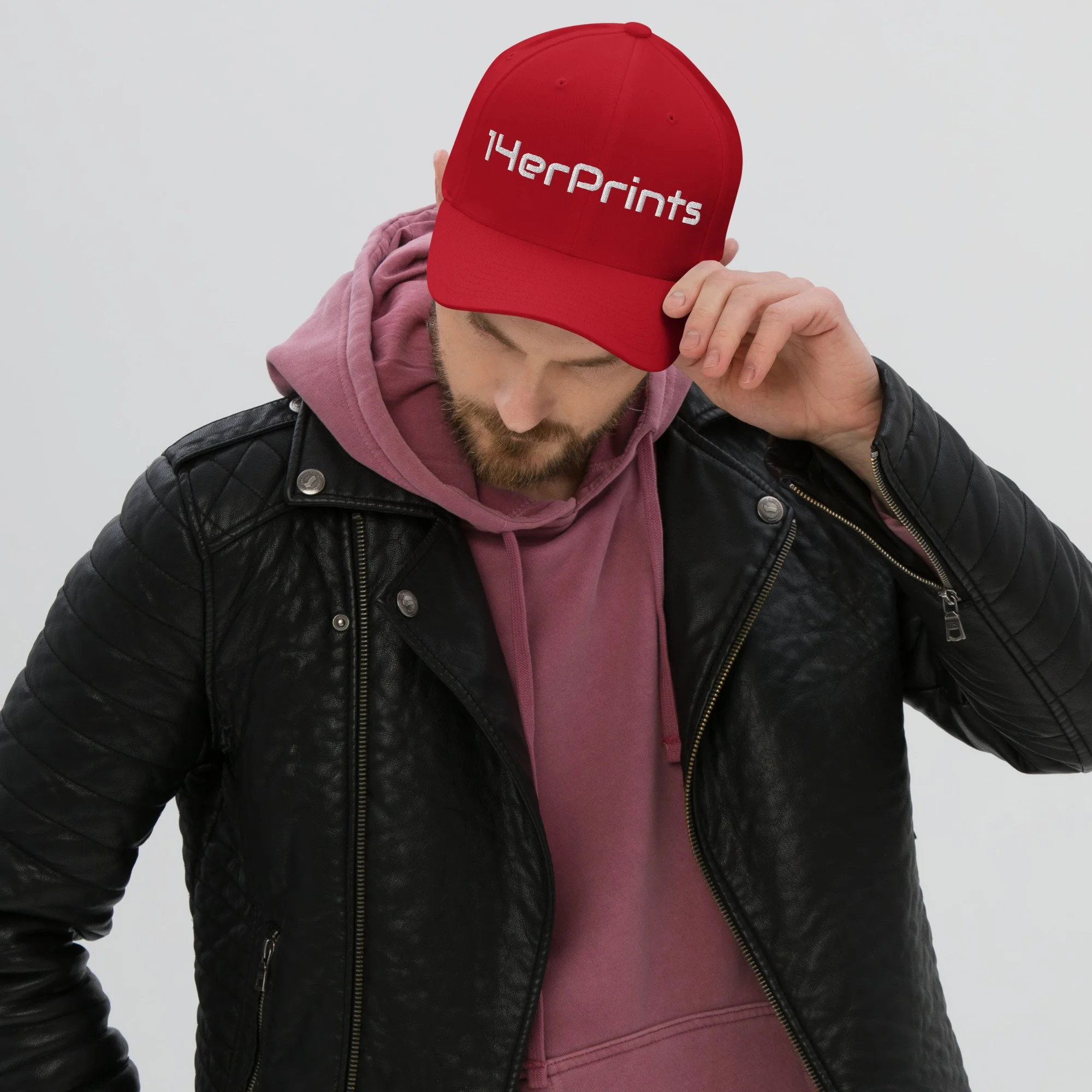 14erprints flexfit logo hat – red front view