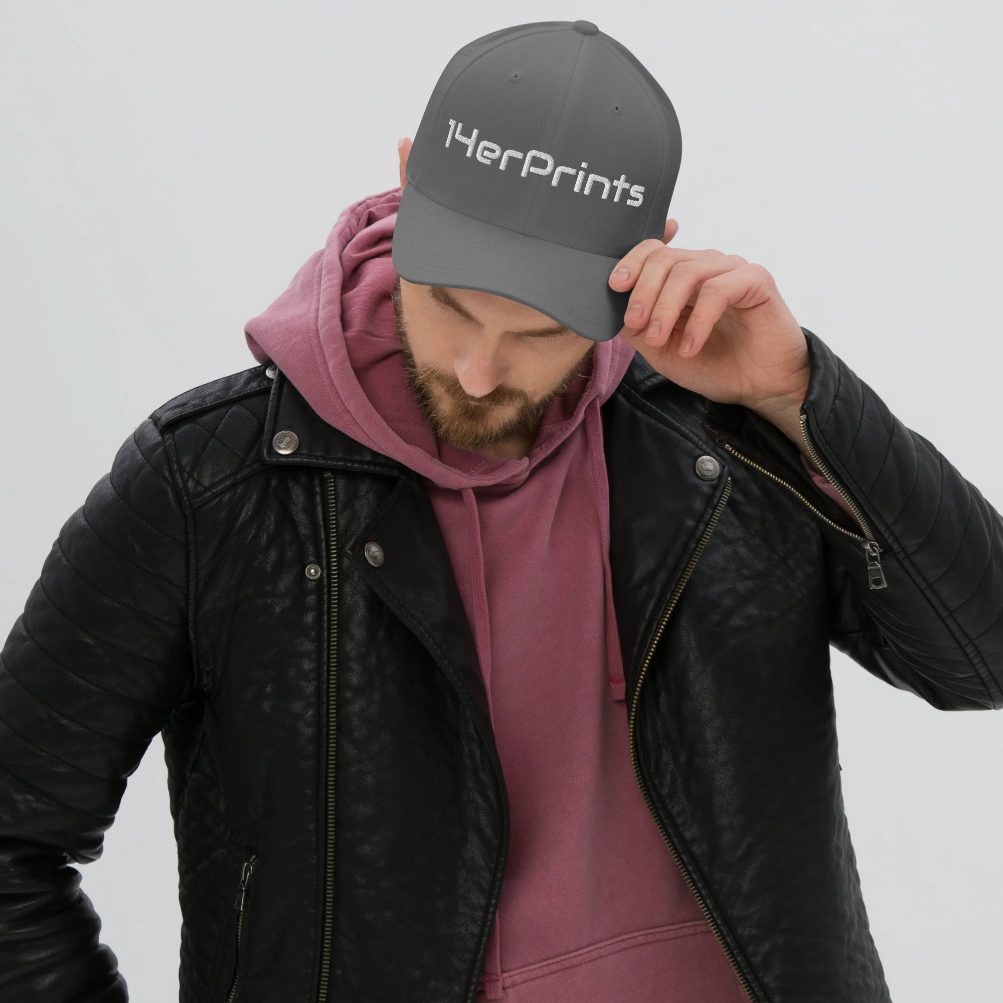 14erprints flexfit logo hat – gray front view