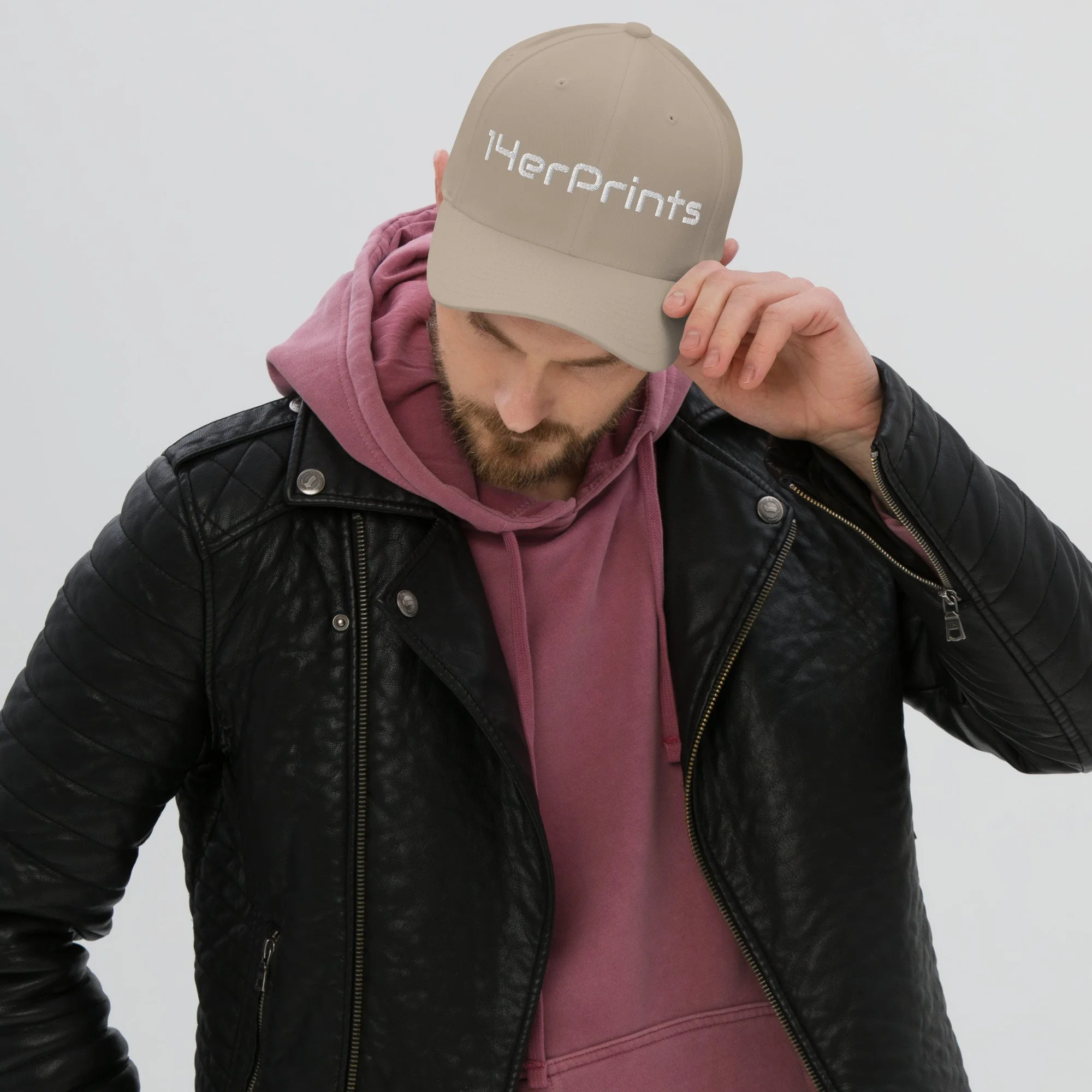 14erprints flexfit logo hat – khaki front view