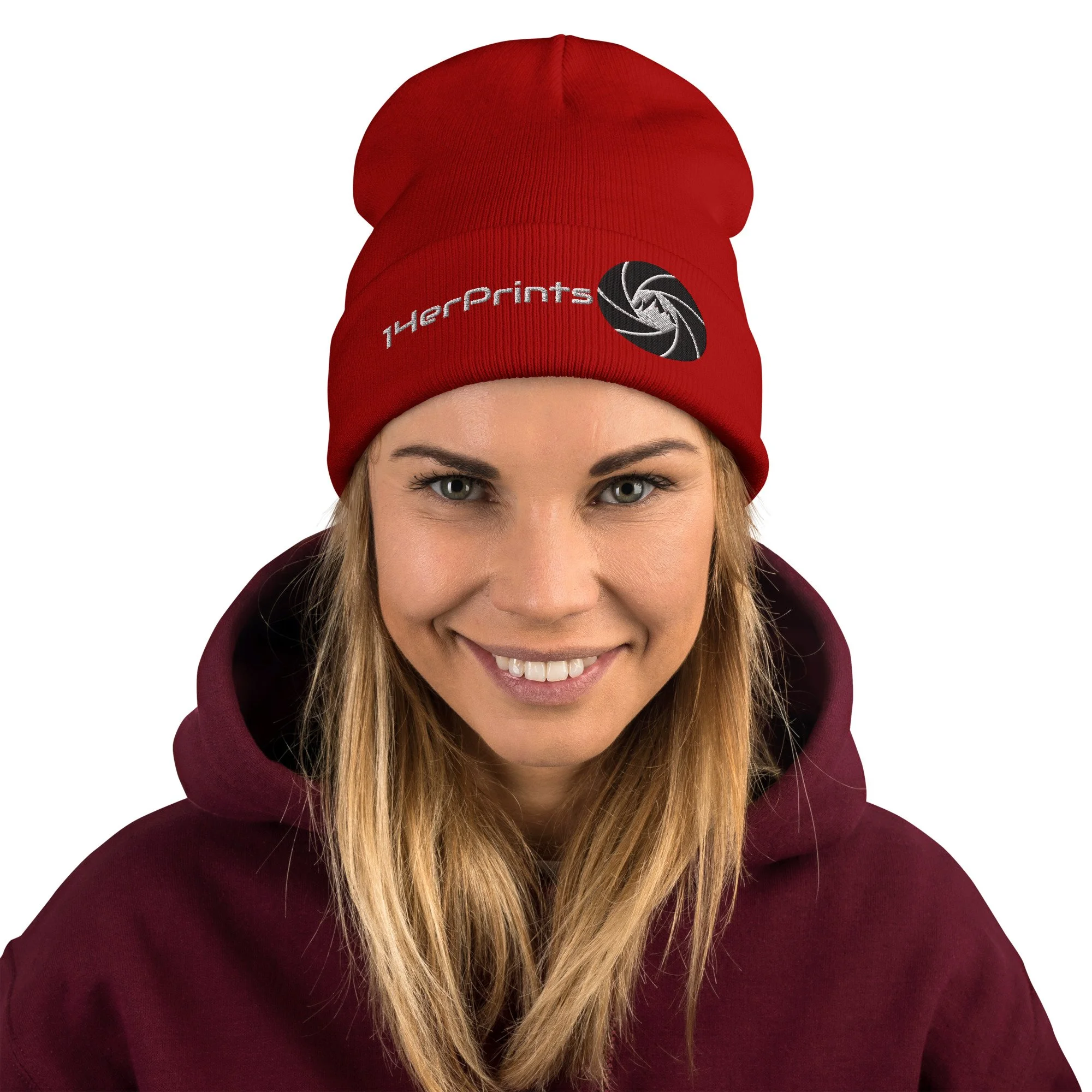 14erprints embroidered logo beanie – red front view