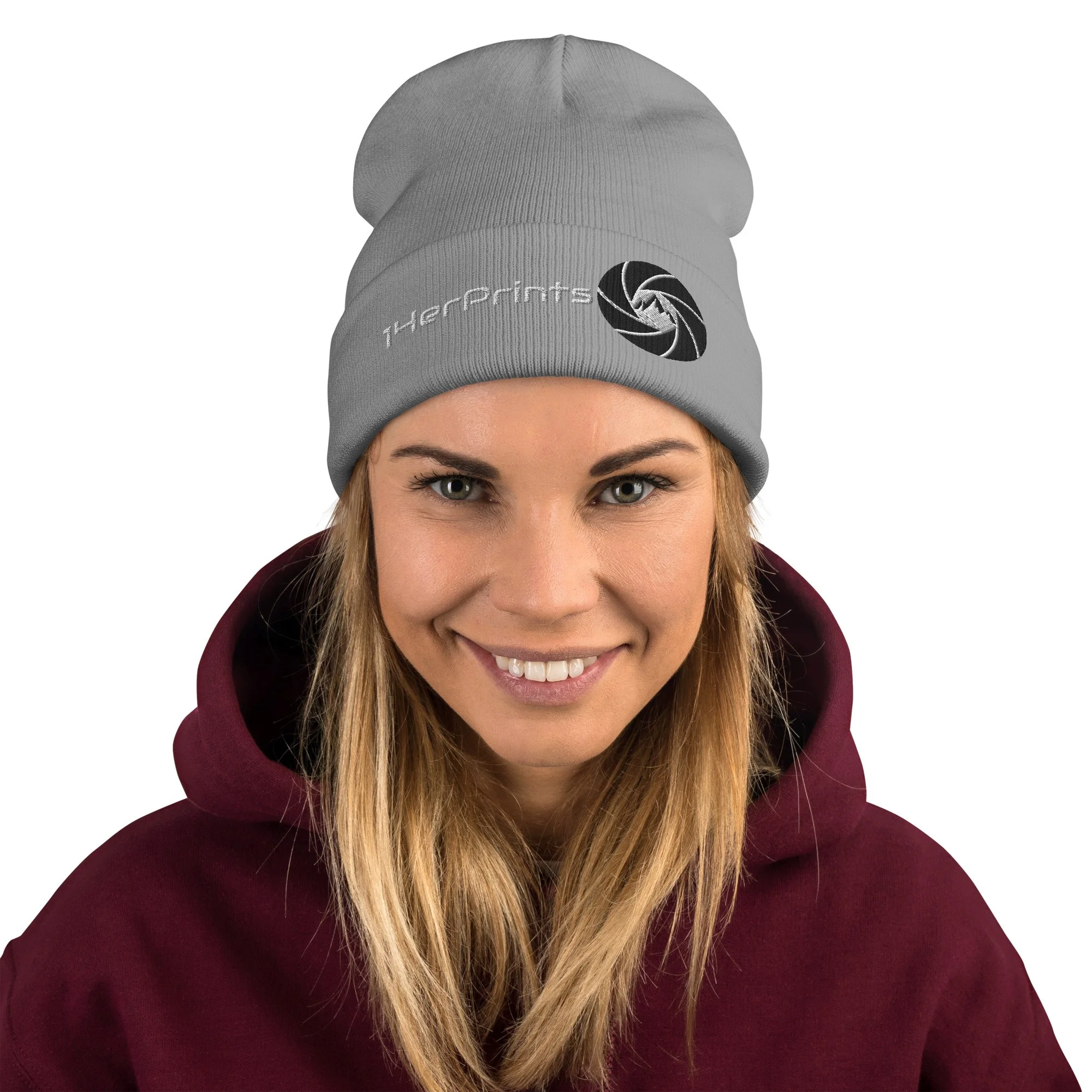14erprints embroidered logo beanie – gray front view