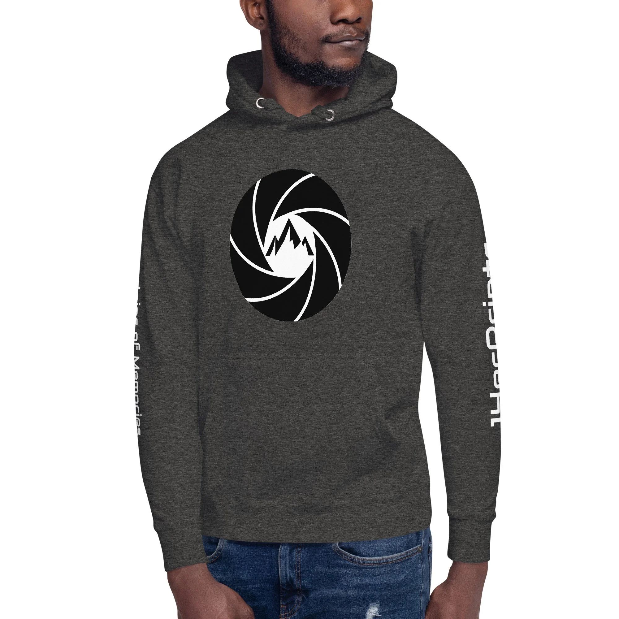 14erprints premium pullover hoodie – charcoal heather front view