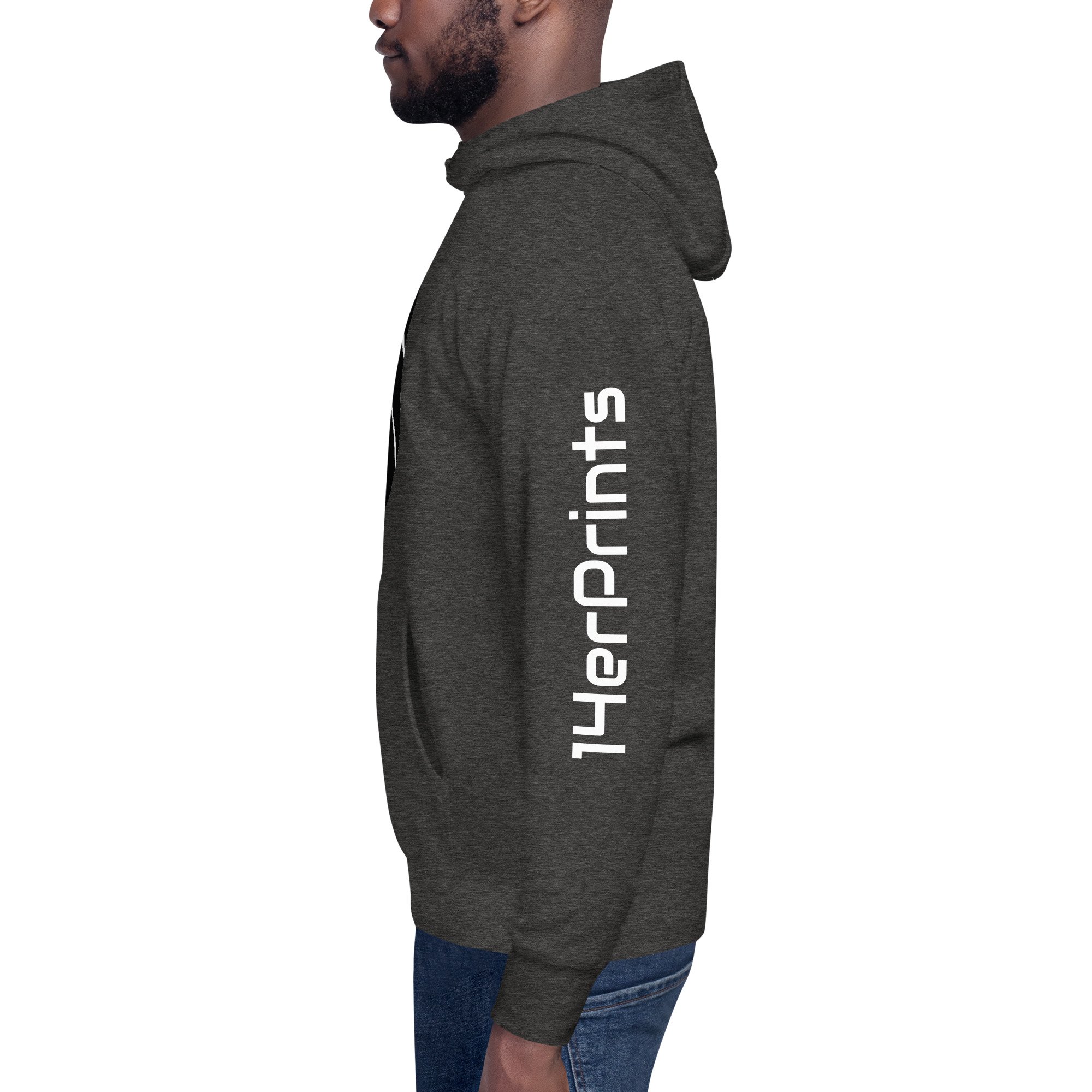 14erprints premium pullover hoodie – charcoal heather left view