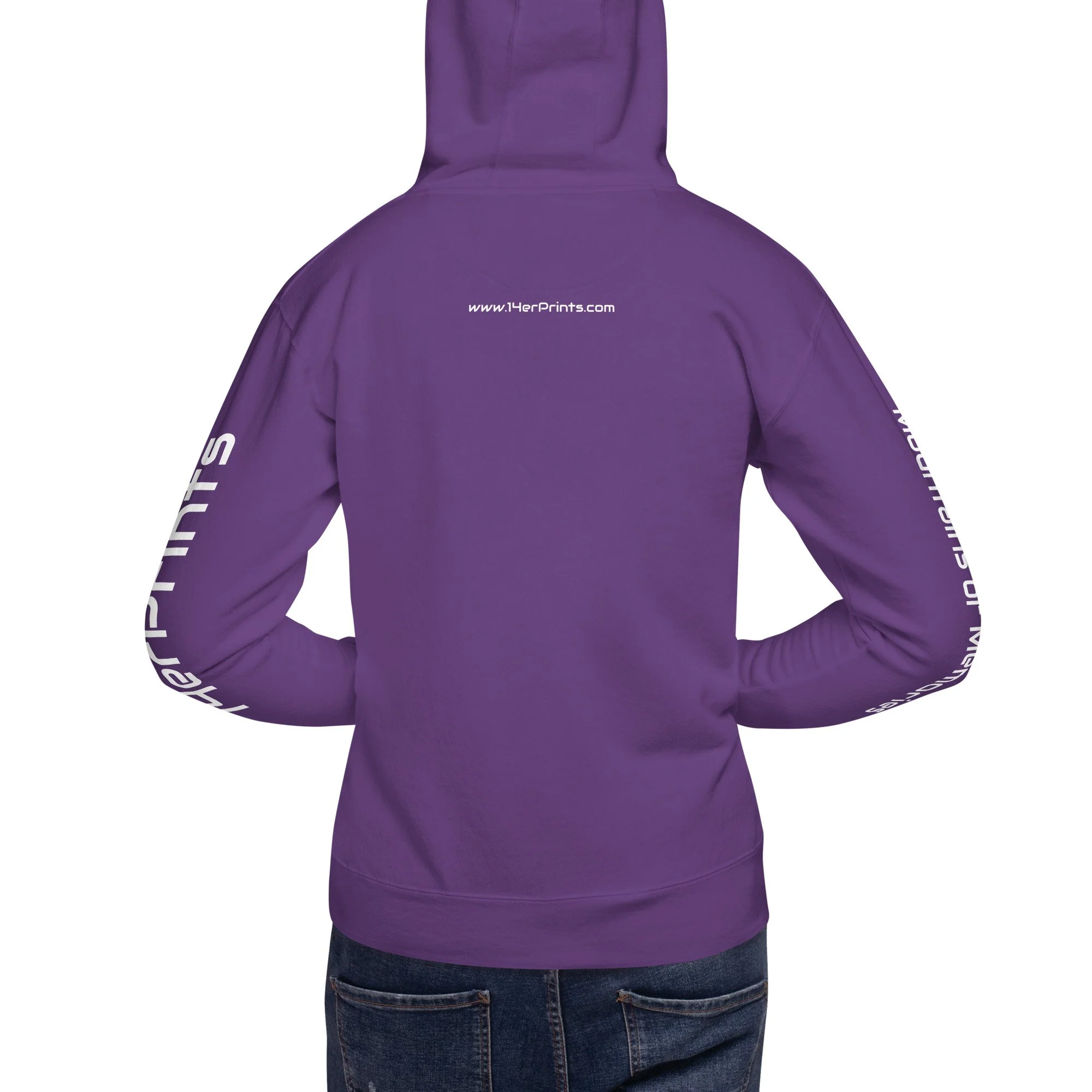 14erprints premium pullover hoodie – purple back view