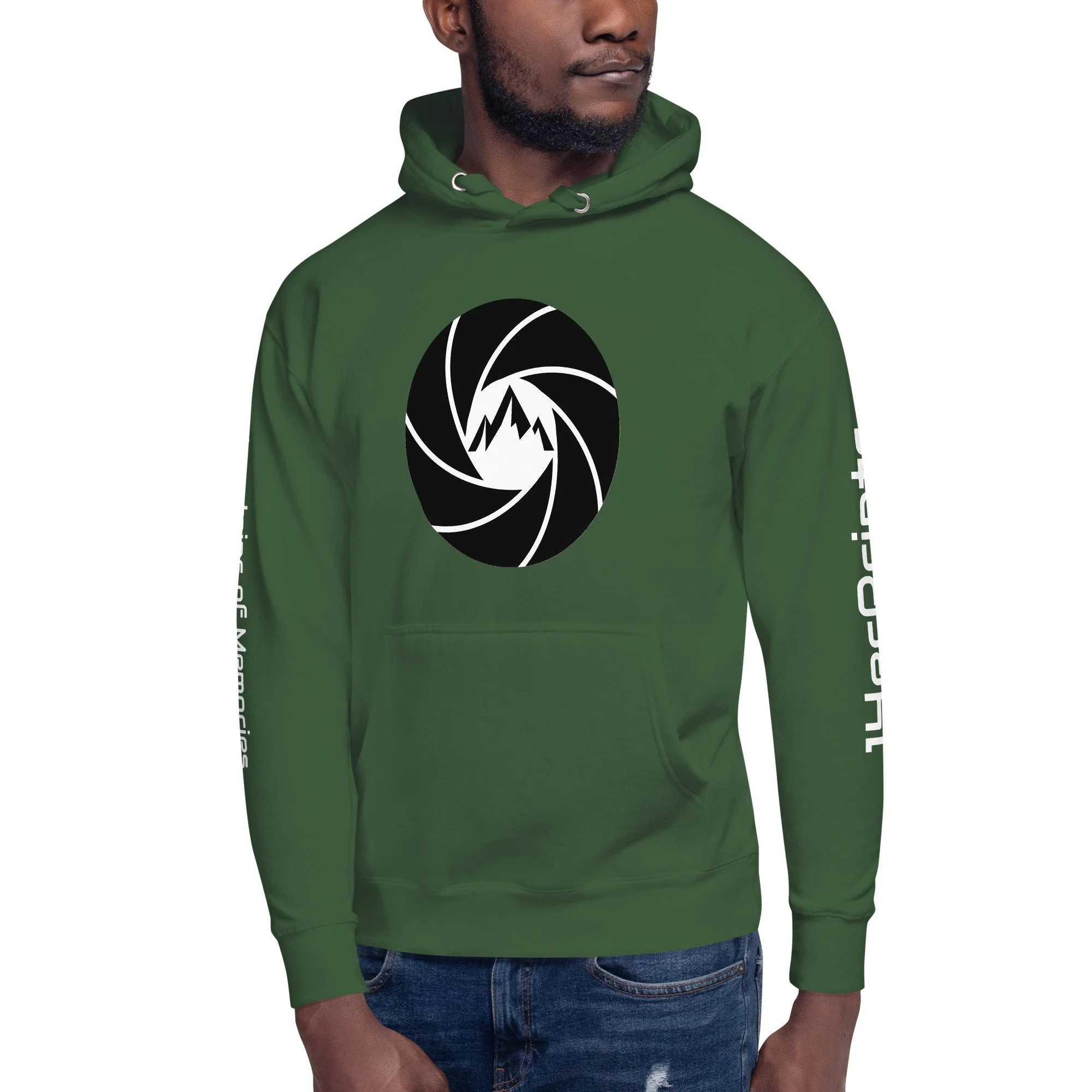 14erprints premium pullover hoodie – forest green front view