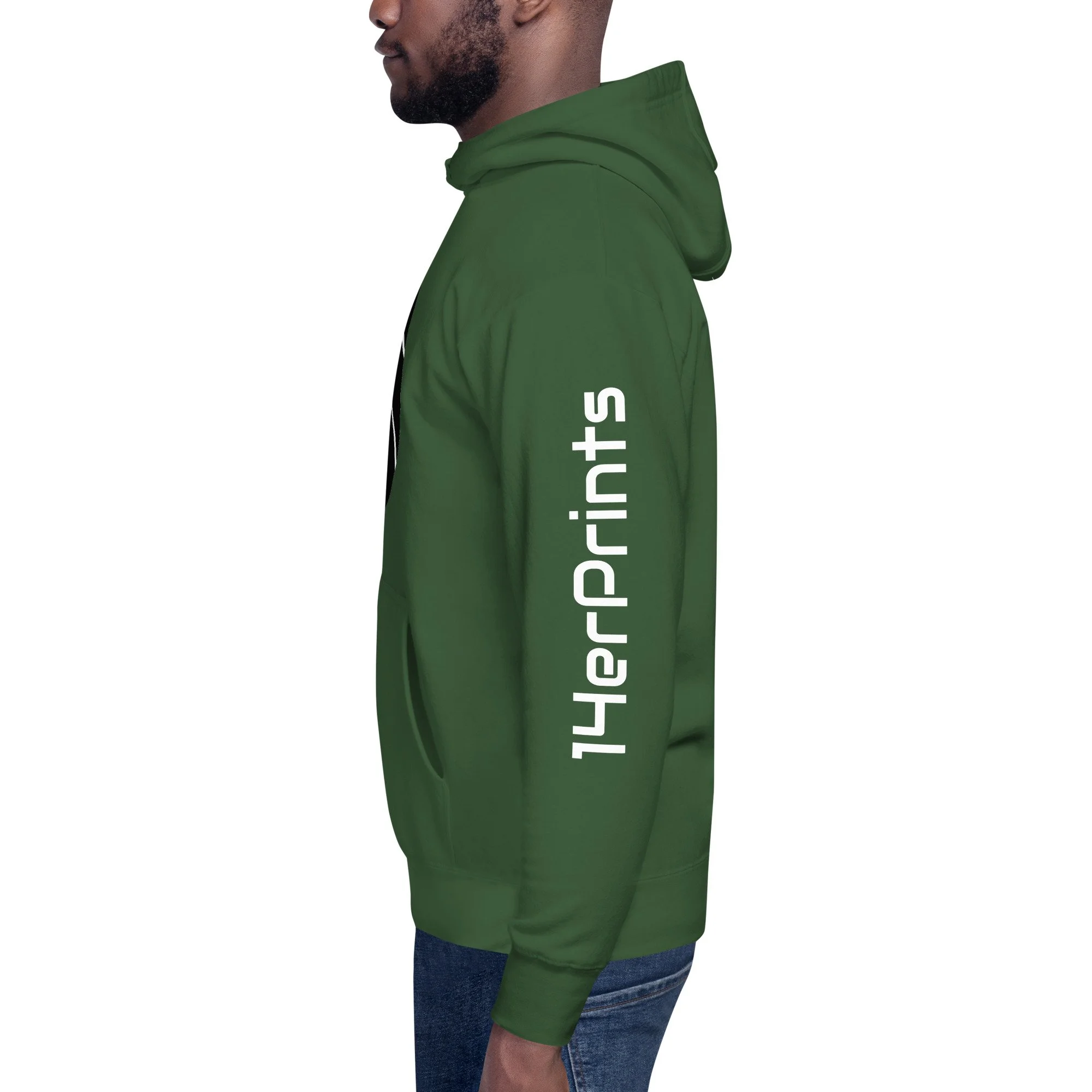14erprints premium pullover hoodie – forest green left view