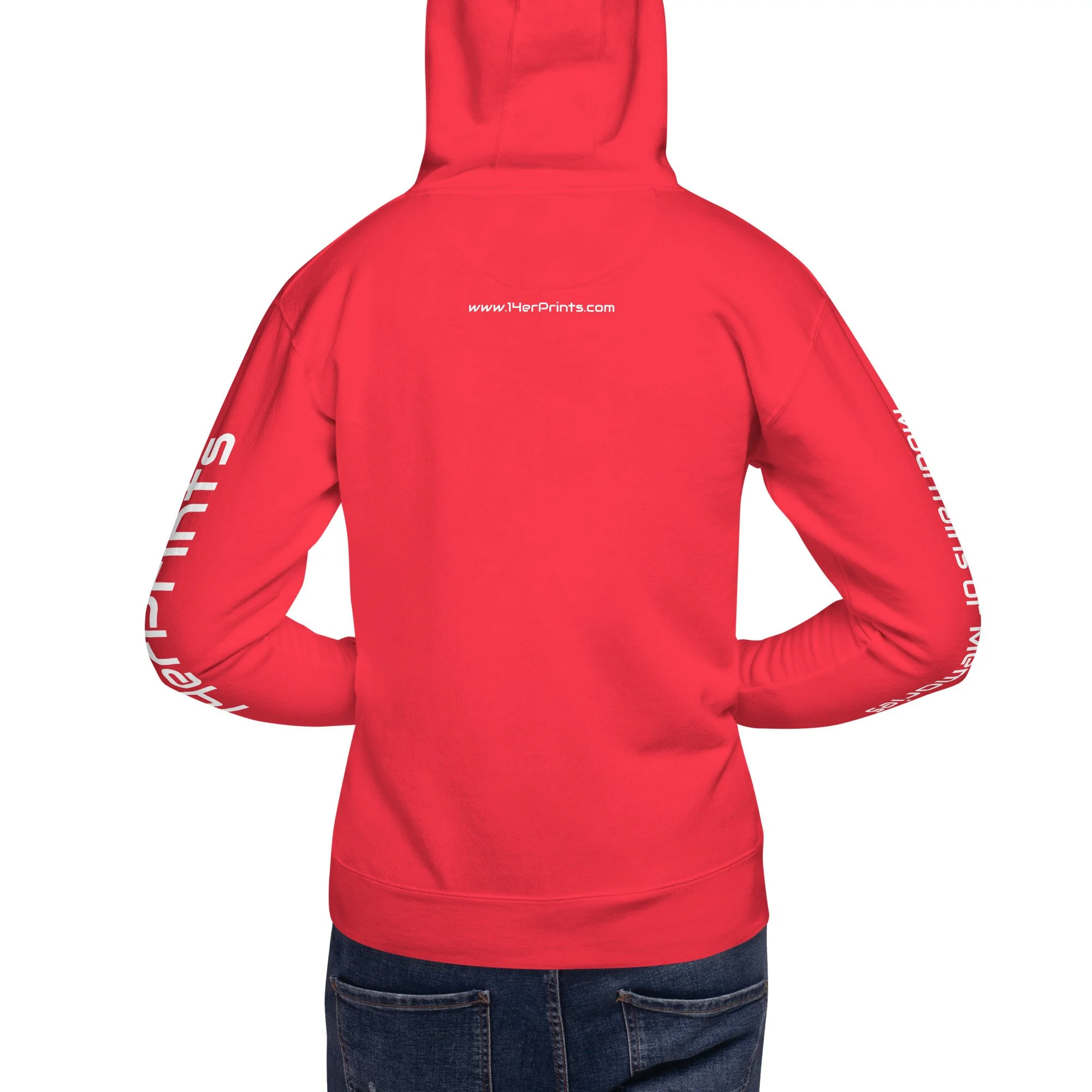 14erprints premium pullover hoodie – team red back view