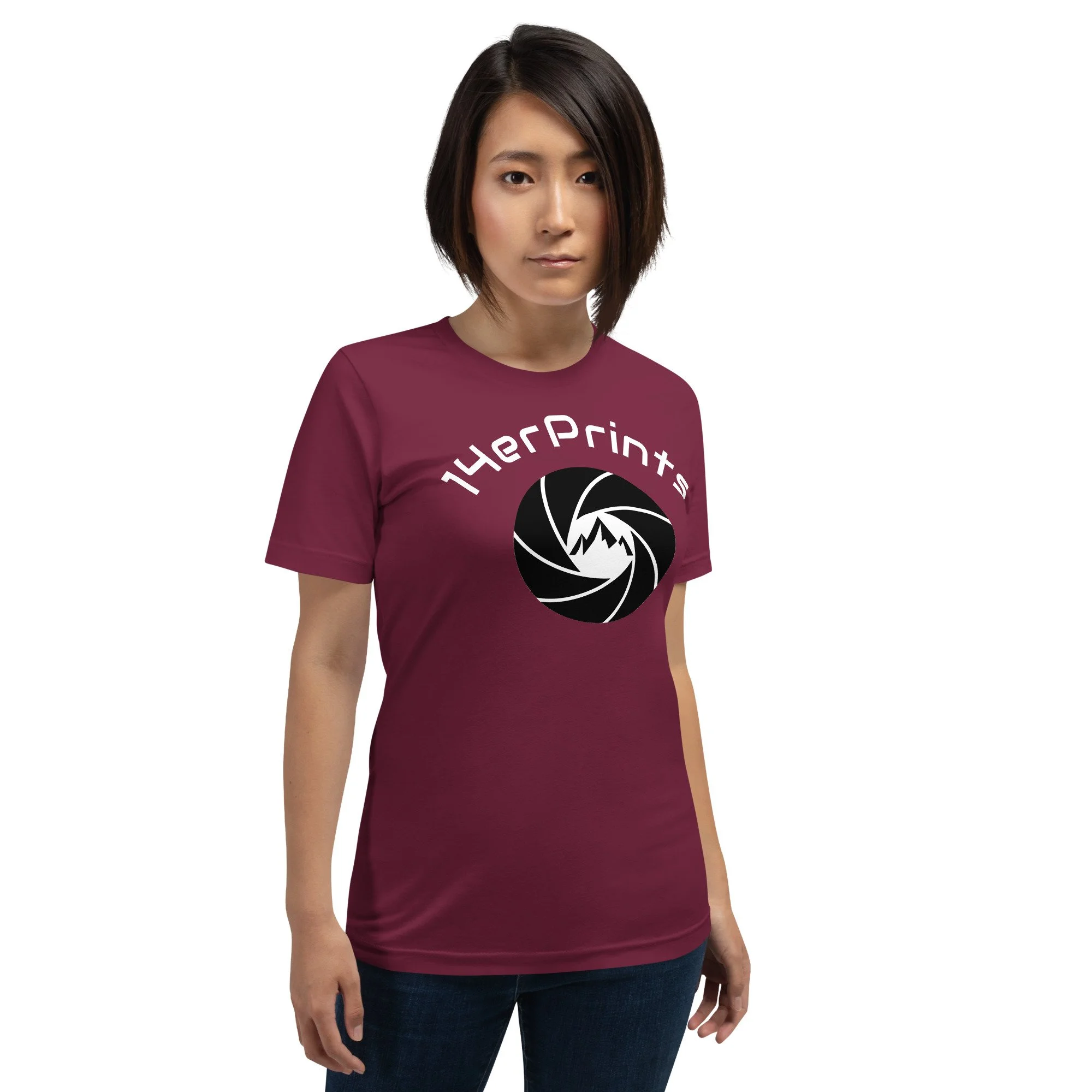14erprints premium staple t-shirt – maroon front view