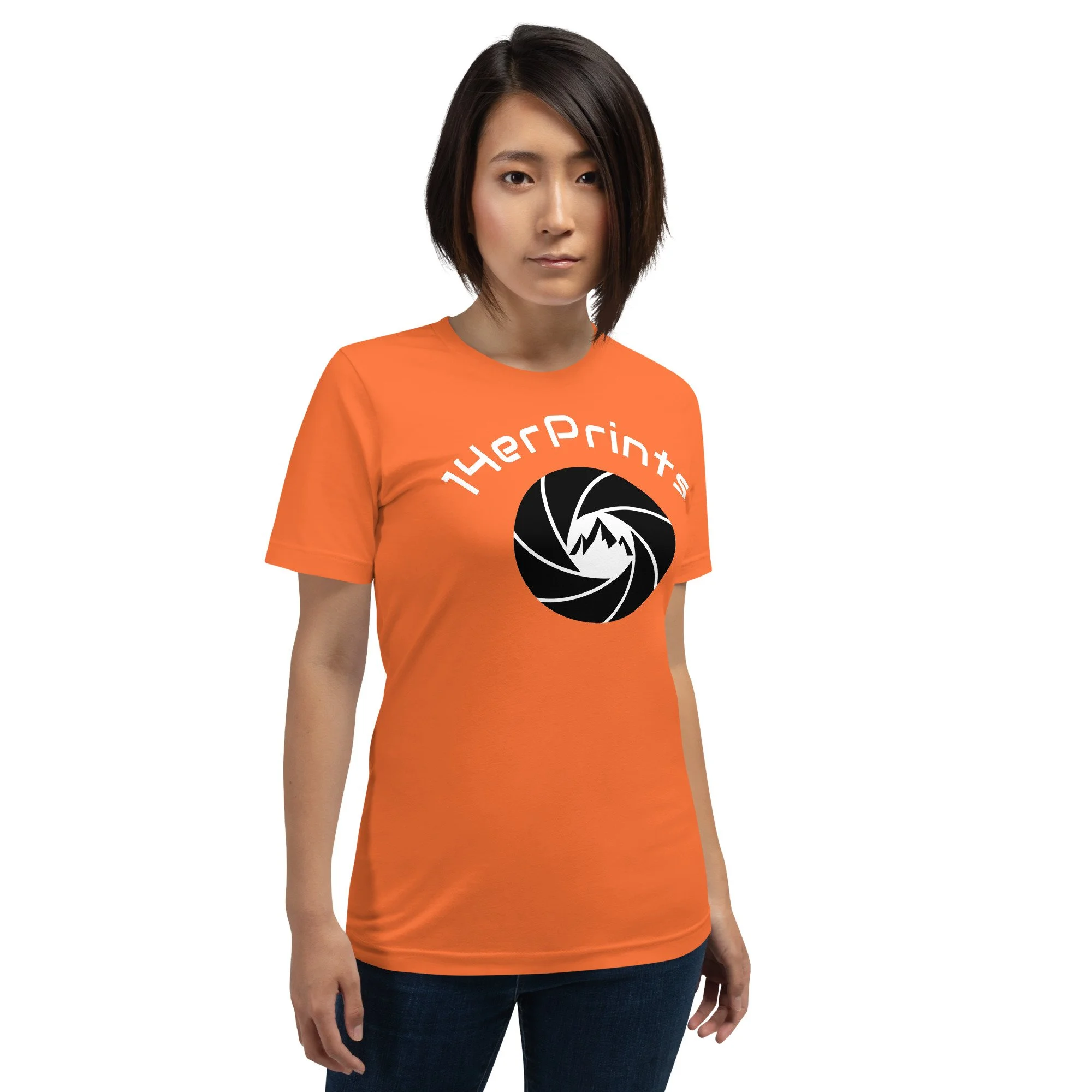 14erprints premium staple t-shirt – orange front view