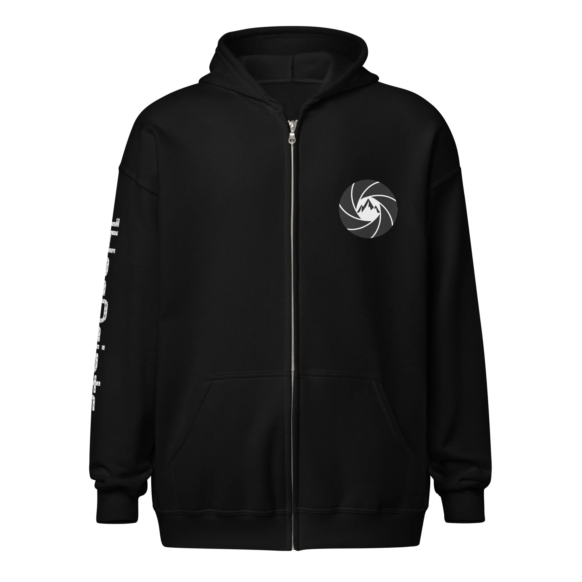 14erprints heavy blend zip hoodie – black front