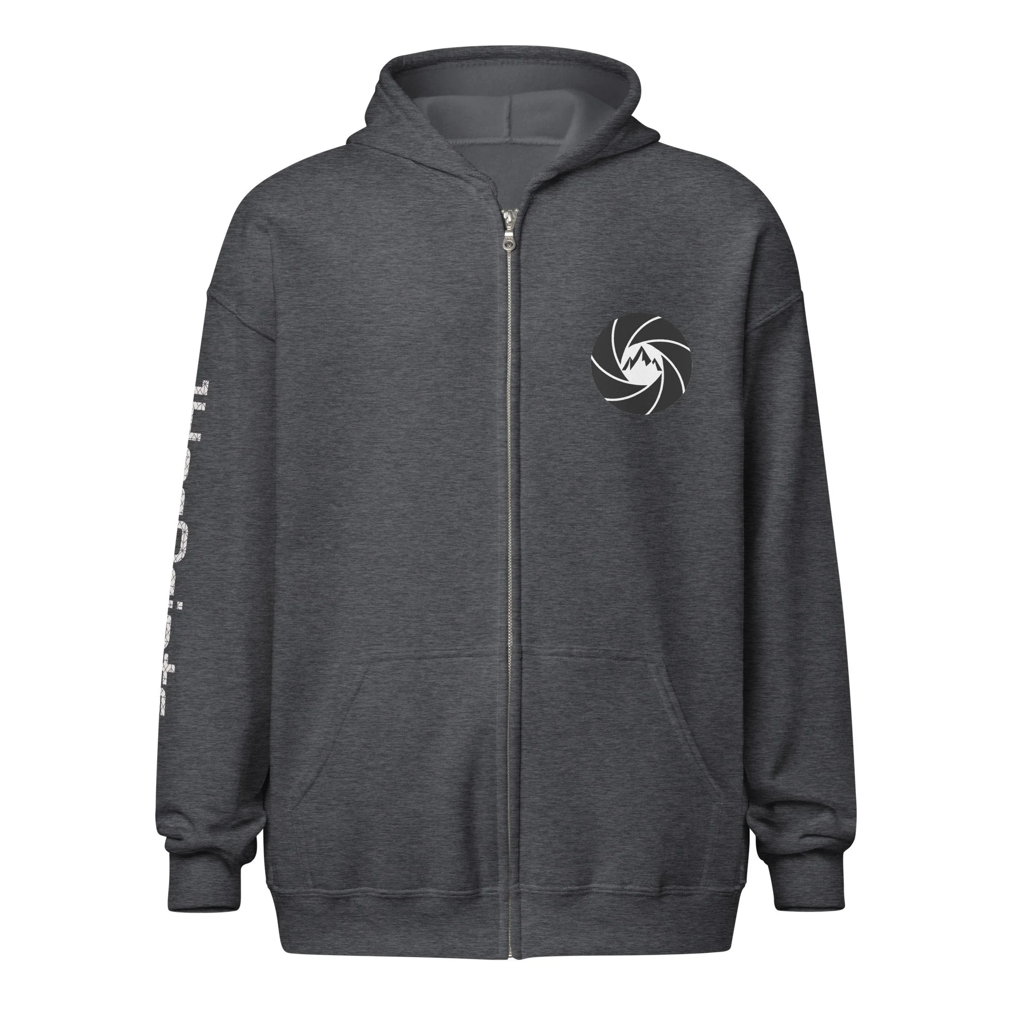 14erprints heavy blend zip hoodie – dark heather front
