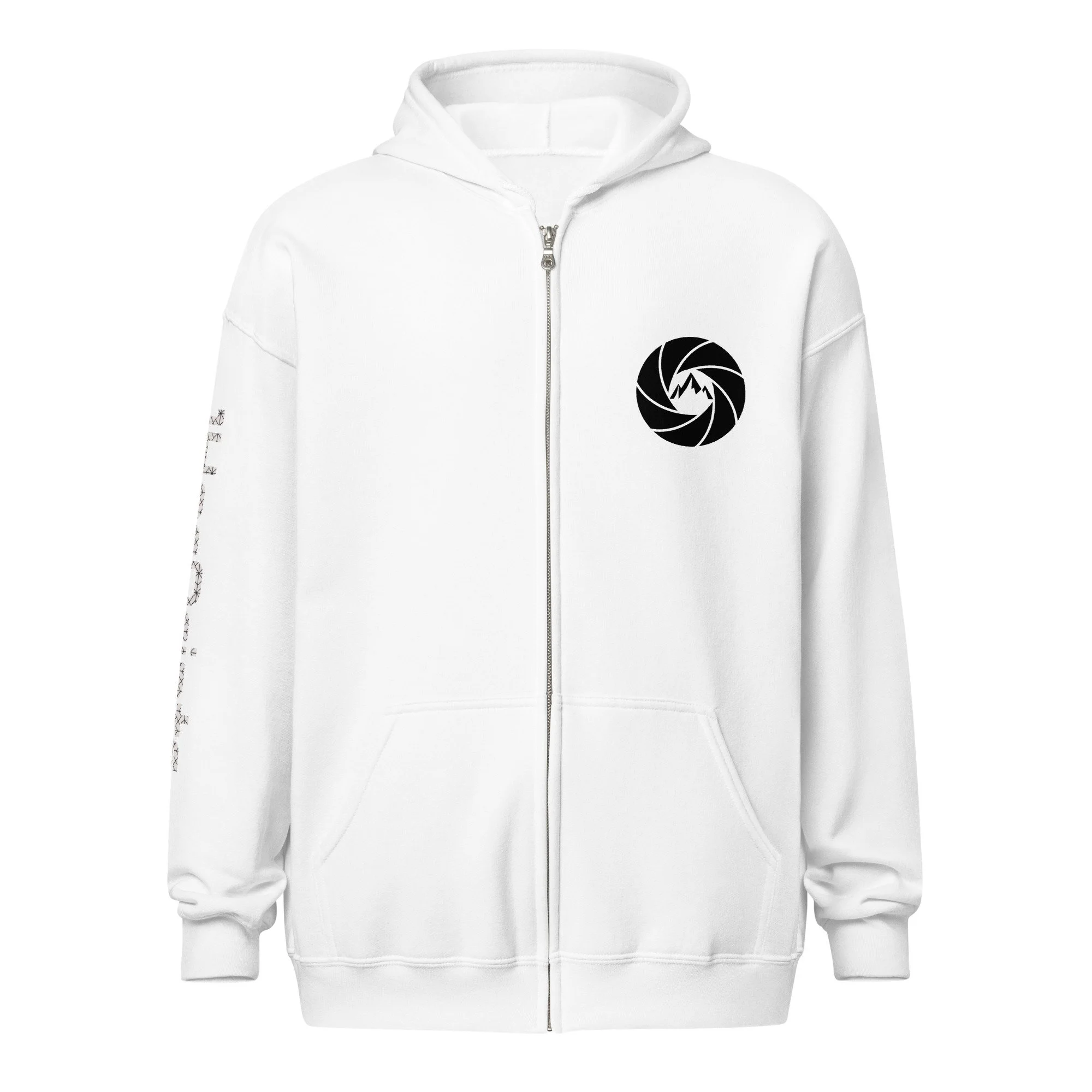 14erprints heavy blend zip hoodie – white front