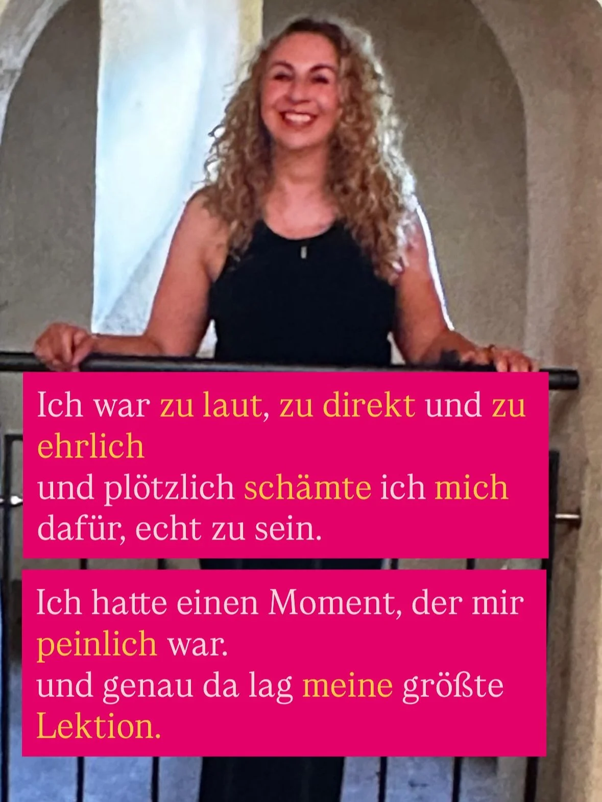 Hallo my Love 🫶
Ich bin nicht Coach, weil ich perfekt bin.
Ich bin Coach, weil ich mich erkenne, auch in meinen Schatten.

Neulich hatte ich einen Moment, der mir erst peinlich war.
Ich war zu laut, zu ehrlich, zu lebendig.
Und pl&ouml;tzlich war da