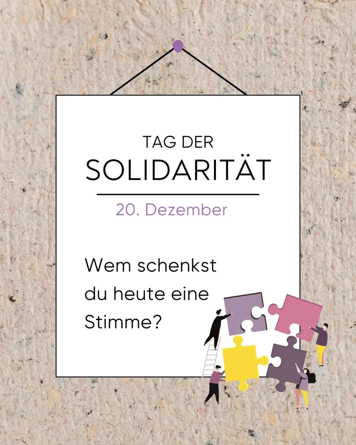 &bdquo;Heute ist 𝗧𝗮𝗴 𝗱𝗲𝗿 𝗦𝗼𝗹𝗶𝘁𝗮𝗿𝗶𝘁𝗮̈𝘁.
Wem schenkst du heute eine Stimme?&ldquo;

Du m&ouml;chtest einer Frau erm&ouml;glichen, bei RISE! Women&rsquo;s Voices for Change am Weltfrauentag 2026, in der Wiener Staatsoper, 𝗱𝗮𝗯𝗲𝗶 𝘇?