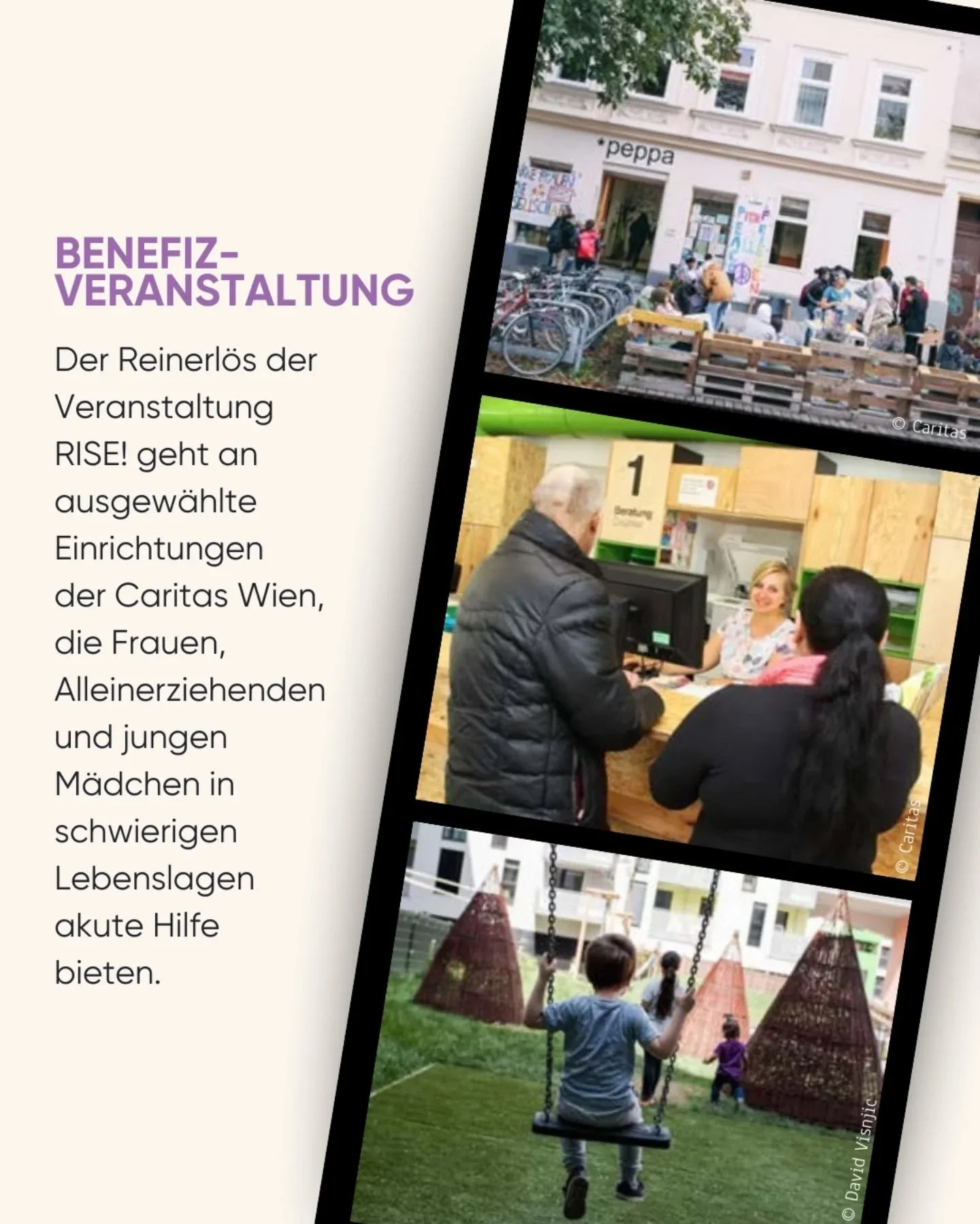 𝗝𝗲𝘁𝘇𝘁 𝗮𝘂𝗰𝗵 𝗱𝗮𝘀 𝗴𝗮𝗻𝘇𝗲 𝗝𝗮𝗵𝗿 𝘂̈𝗯𝗲𝗿:
Zus&auml;tzlich dazu das der Reinerl&ouml;s der Veranstaltung RISE! an ausgew&auml;hlte Einrichtungen der 𝗖𝗮𝗿𝗶𝘁𝗮𝘀 𝗪𝗶𝗲𝗻 (@caritaswirhelfen ),gespendet wird, die damit Frauen, Alleine
