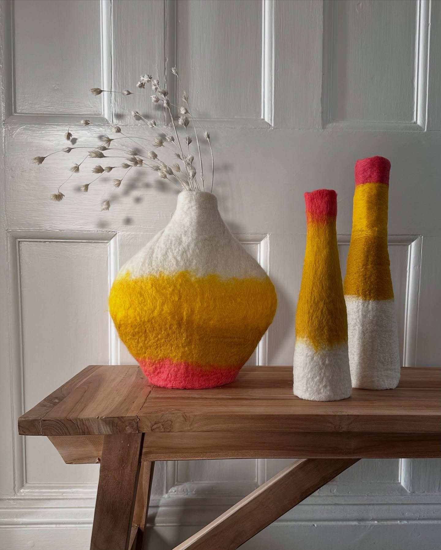 &lsquo; S P R I N G  T I D E &lsquo; Sculptural Vessels
Capturing the ebb &amp; flow of the tide &amp; the vibrant colours of spring. These hand felted and formed vessels are available now on my website or DM me for more details 

&lsquo;Skimming Sto