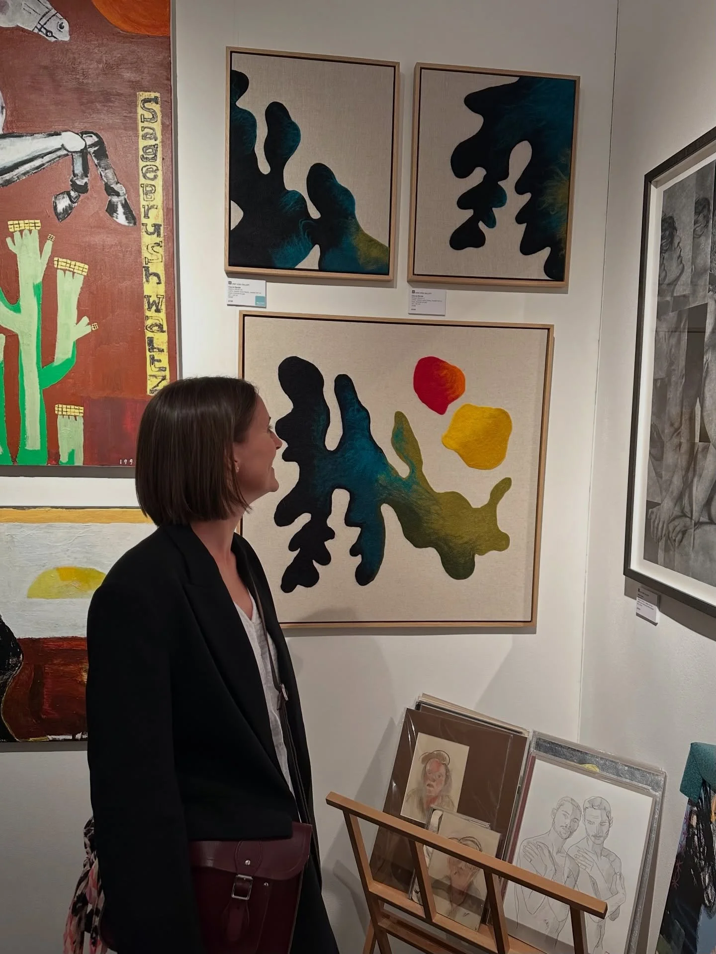 Great night at the @affordableartfairuk Hampstead for the private view ✨
 So excited to have my new collection of works showing with @grayareagallery &mdash; their stand is such a beautifully curated mix of artists and works, and felt incredibly vibr