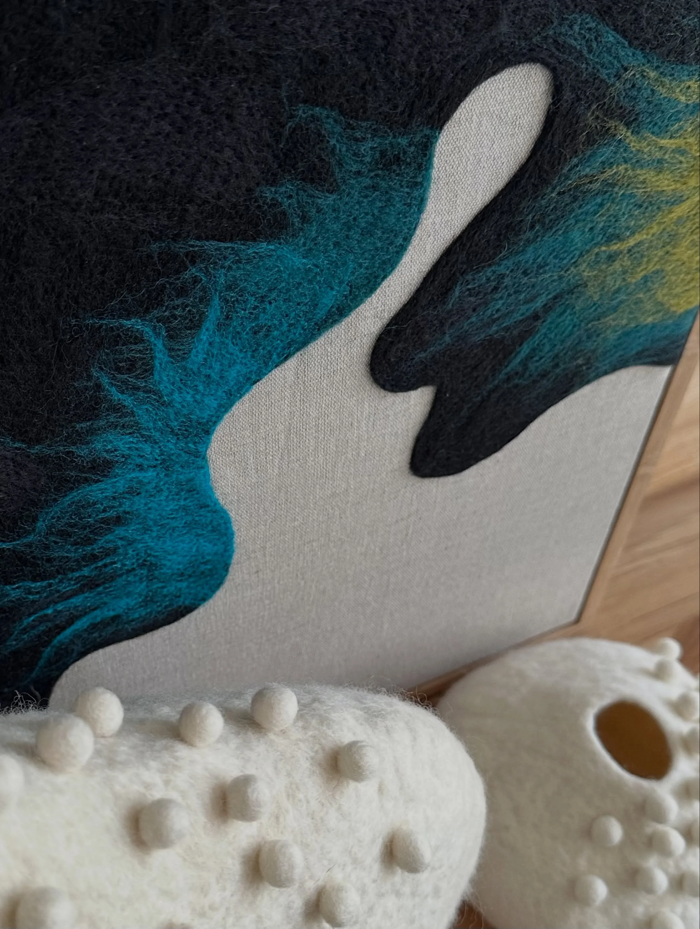 Material studies this week&hellip;

In the studio, I&rsquo;m continuing to explore land &amp; sea through wool fibres, bringing together wall pieces &amp; sculptural vessels. I&rsquo;m interested in the dialogue between these forms &amp; how they sha