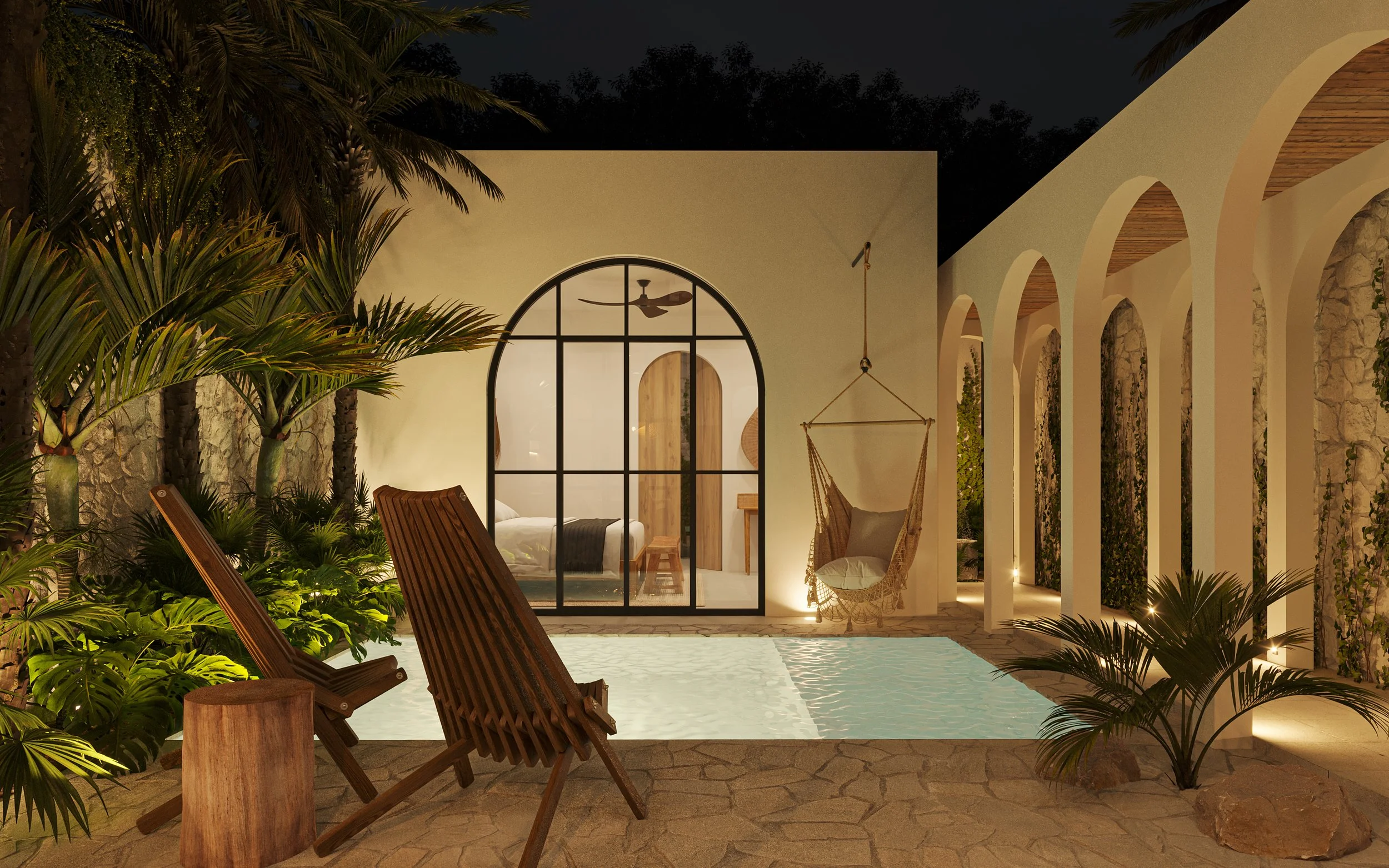 Alberca Privada Noche - Cuatro Bacalar.jpg