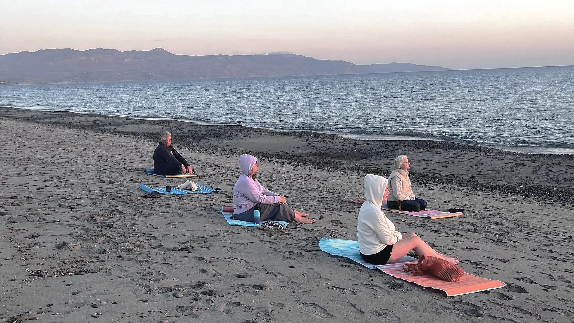 Beach meditation at the Rise Up Retreat in Crete
