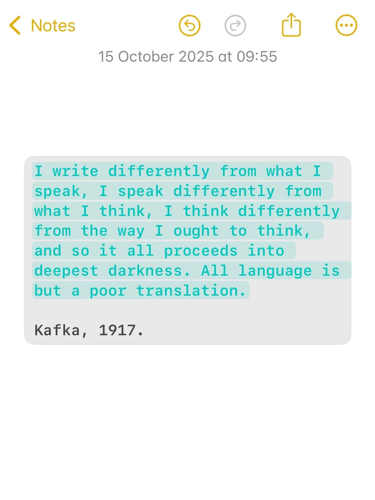 Kafka on language. 
๐ฉต
