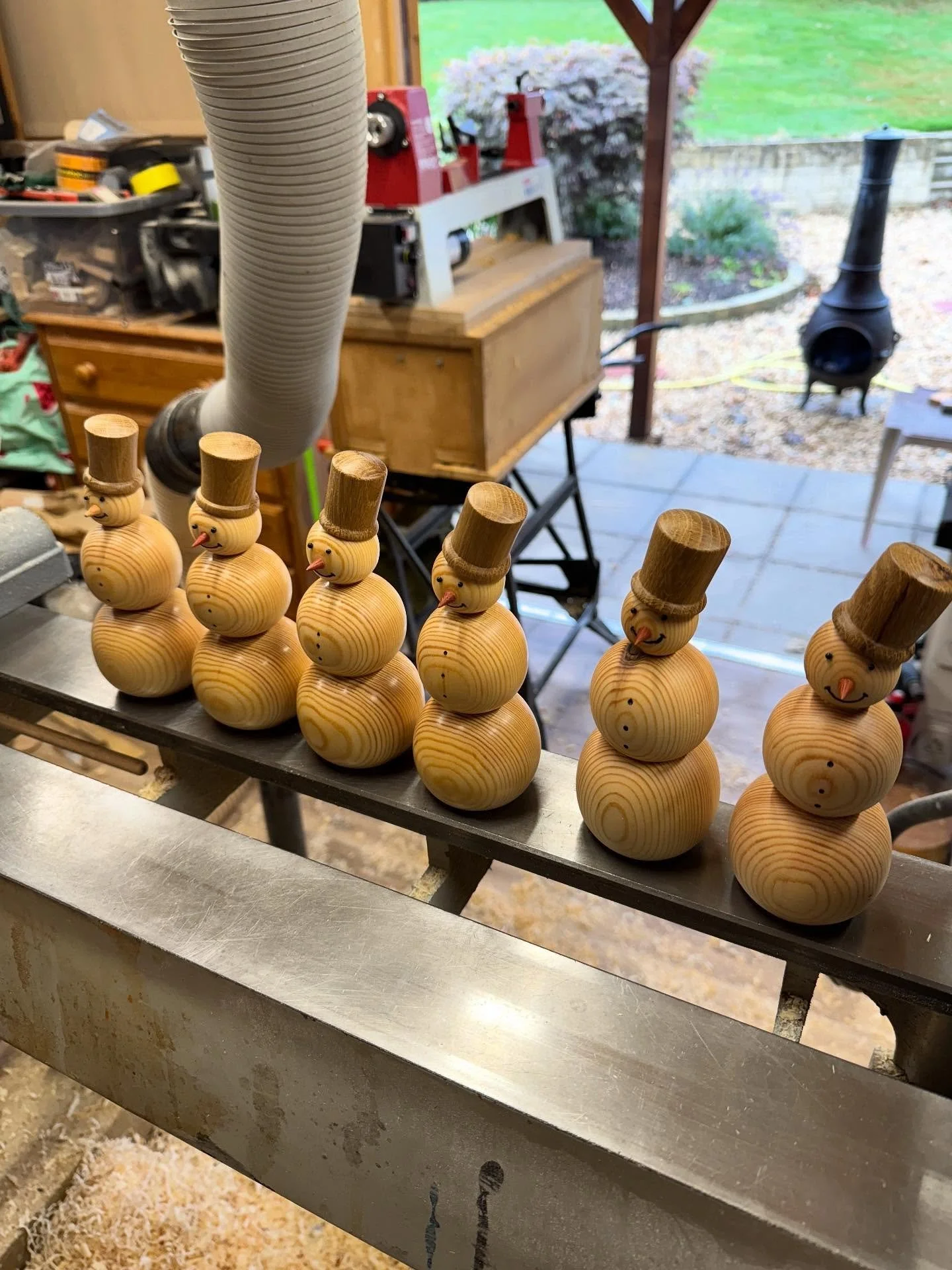 More preparation work for the holiday season. Love making these little guys, as they are very good skew practice. Just waiting for some small scarfs to arrive and they will be complete!

Also they won&rsquo;t melt! 😁

#woodturnersofinstagram #woodtu