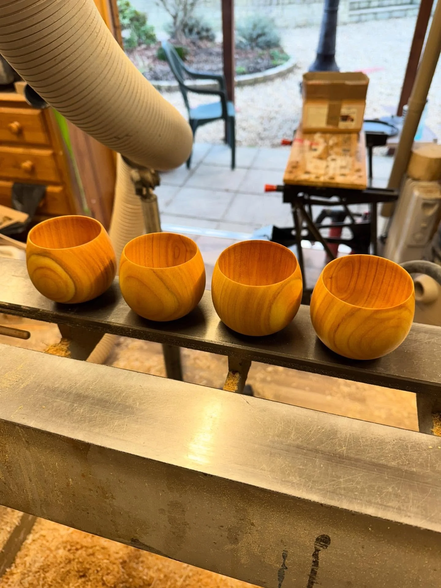 Four cherry wobble bowls, it&rsquo;s been a while since I have made any of these!

Great project for practice with the bottom feeder bowl gouge, and getting the wall thicknesses just so. 

#woodturnersofinstagram #woodturning  #woodworking #madeonthe