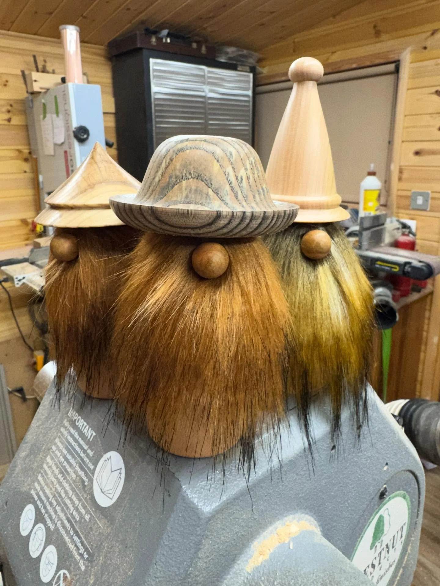 A few Gonks I made yesterday, getting some last minute stock done for the last few Christmas craft shows here on the island. Beard material provided by @thetinyturner 

#woodturnersofinstagram #woodturning  #woodworking