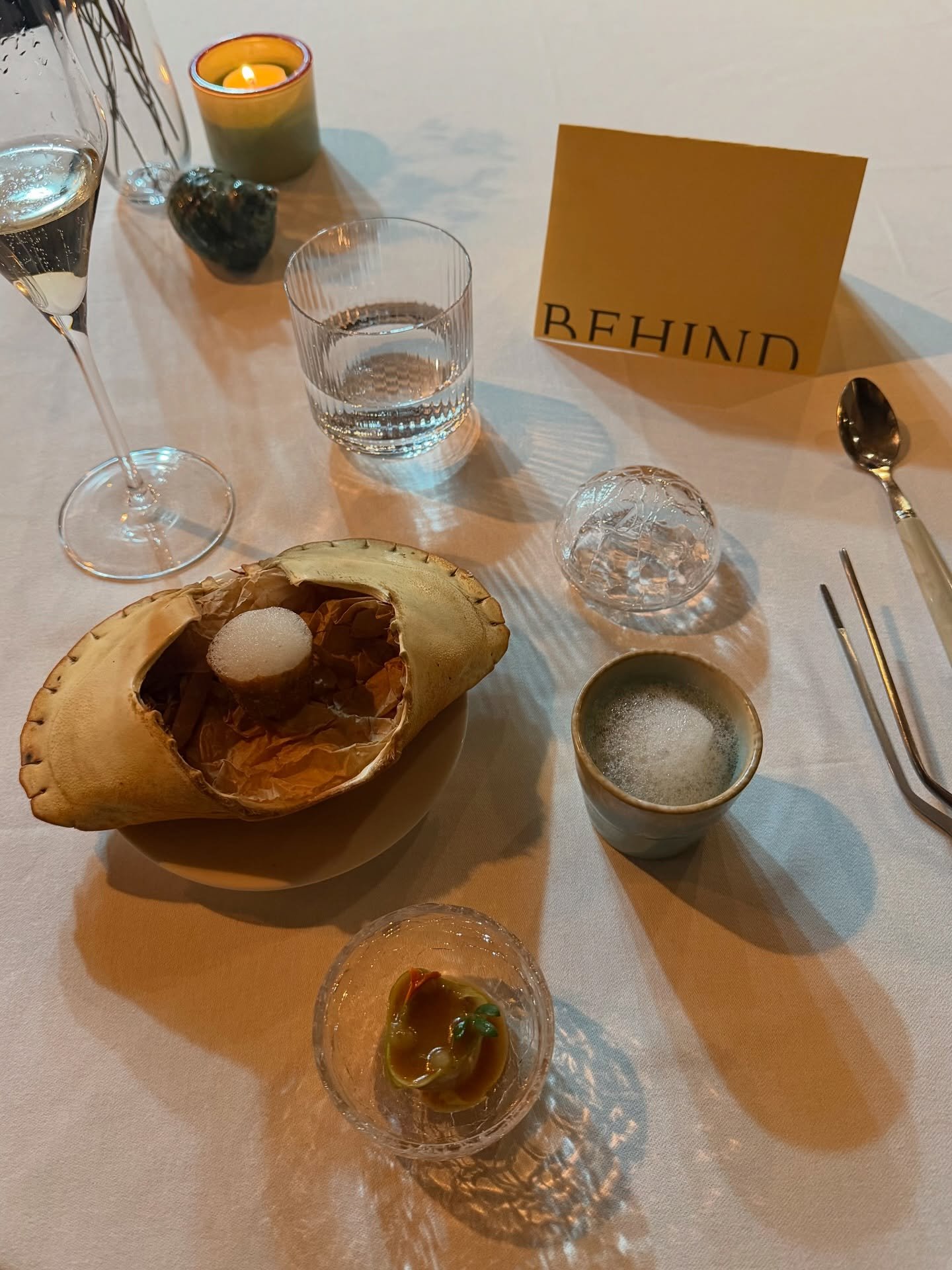 so full of love, gratitude, trout roe and good wine. thank u to andy + the team @behindrestaurant - ly 4ever for making this birthday princess feel so special ✨🦐🐟