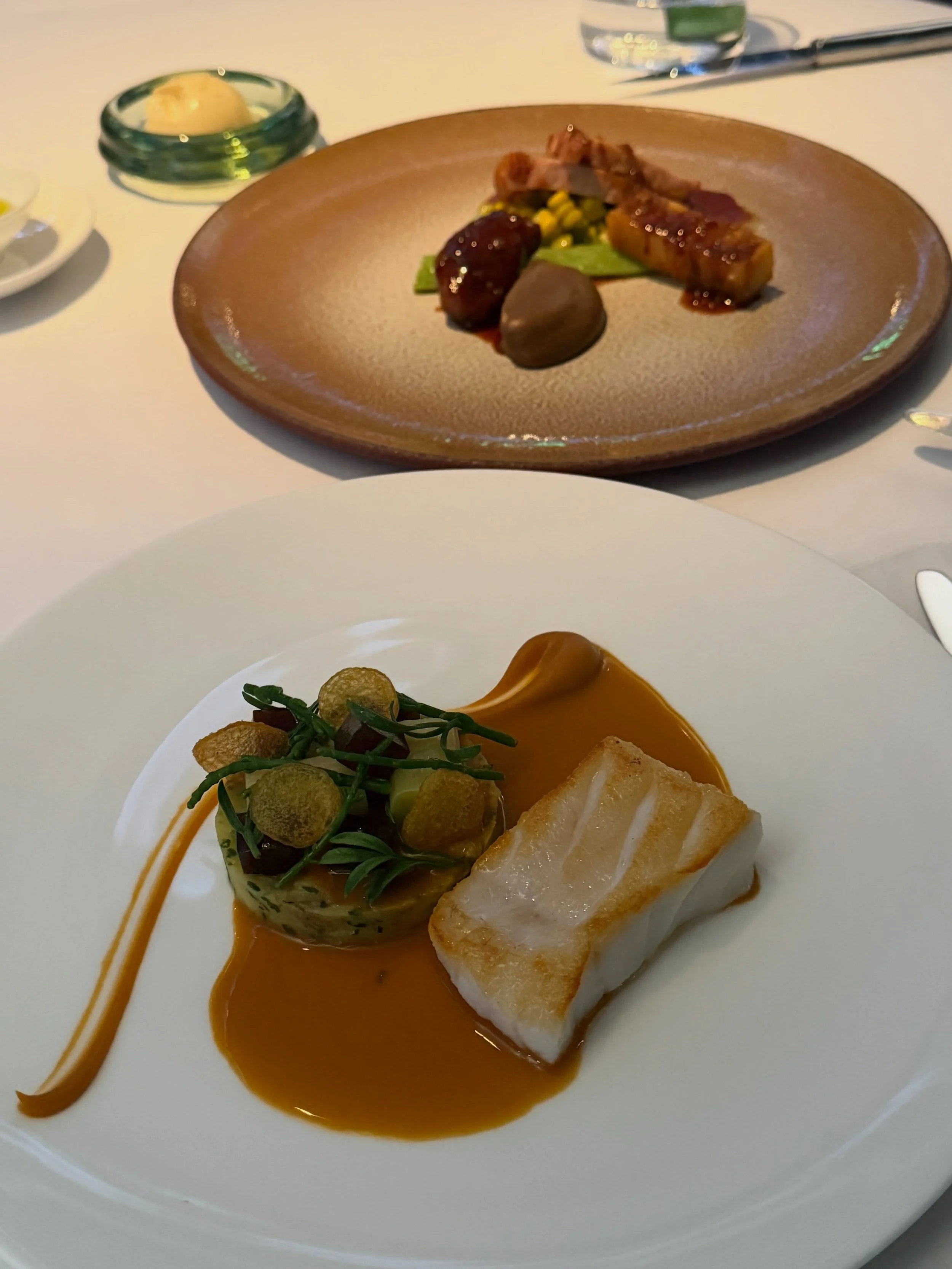 lights, camera, angler! i completely forgot to take a photo of the menu which was foolish. here we have fish and sauce. wish i could tell you more about it. it was nice, is the main thing x

the service &amp; setting here were top notch. beautiful pl