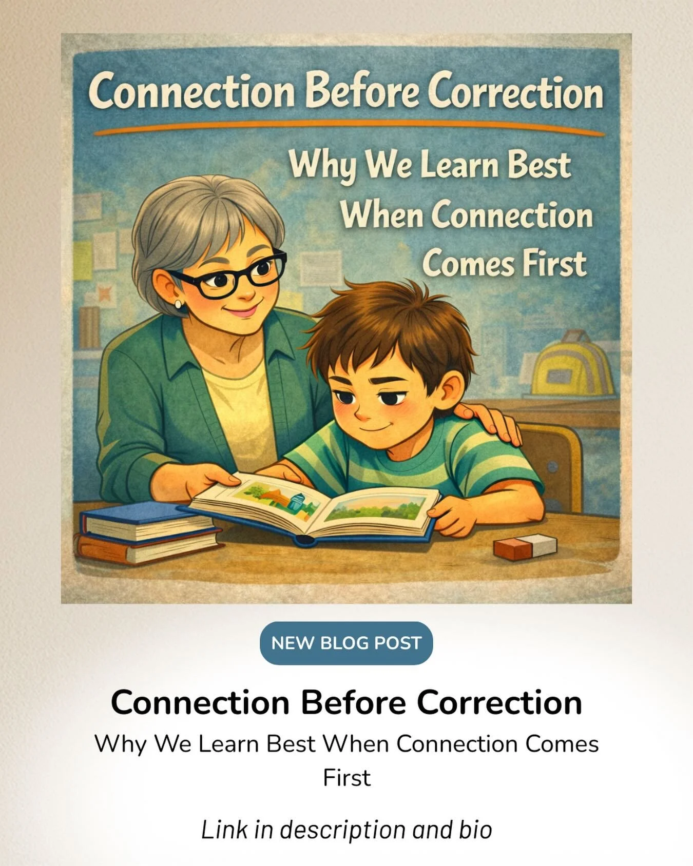 📖 New blog post - link in bio!

Why do some corrections lead to learning, while others lead to shutdown? This piece explores the idea of connection before correction, and how emotional safety helps children move beyond threat responses and learn fro