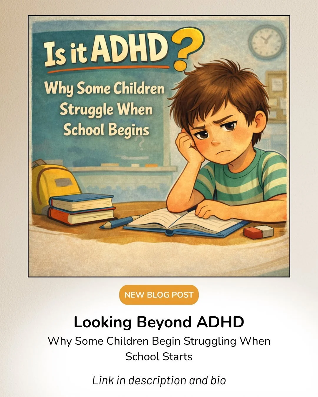 📖 New blog post - link in bio!

Many families first begin wondering about ADHD when their child starts school.
But the behaviours teachers and parents notice in the early years of school don&rsquo;t always have a single explanation.

The transition 