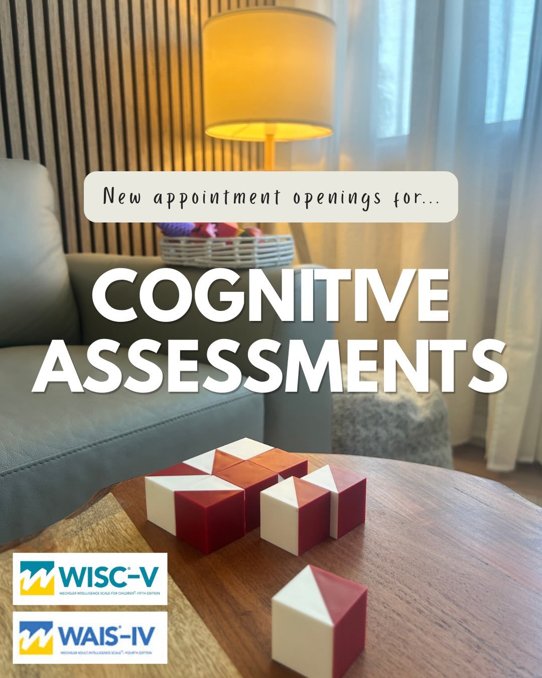 Appointment openings for cognitive assessments, which help with understanding what is happening &lsquo;under the hood&rsquo; in a young persons brain. Enquire at elliotmcbridepsychology.com 📱💻