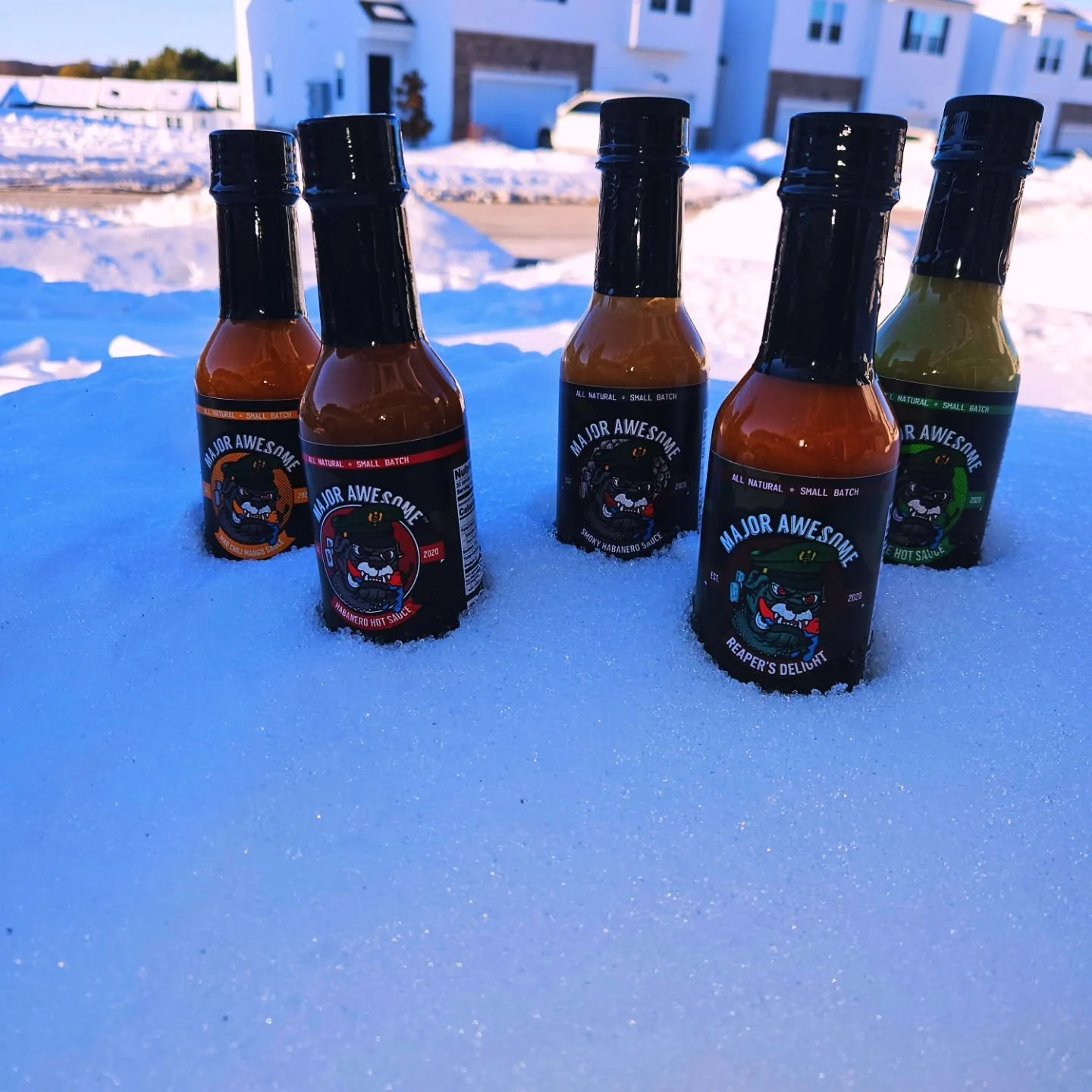 Seems like this snow will never melt! With nothing but cold weather coming our way, we've had to resort to drastic measures 🔥🌶 will follow up with results.

Modern problems require Major solutions 😏

#majorawesome #hotsauce #snow #melting