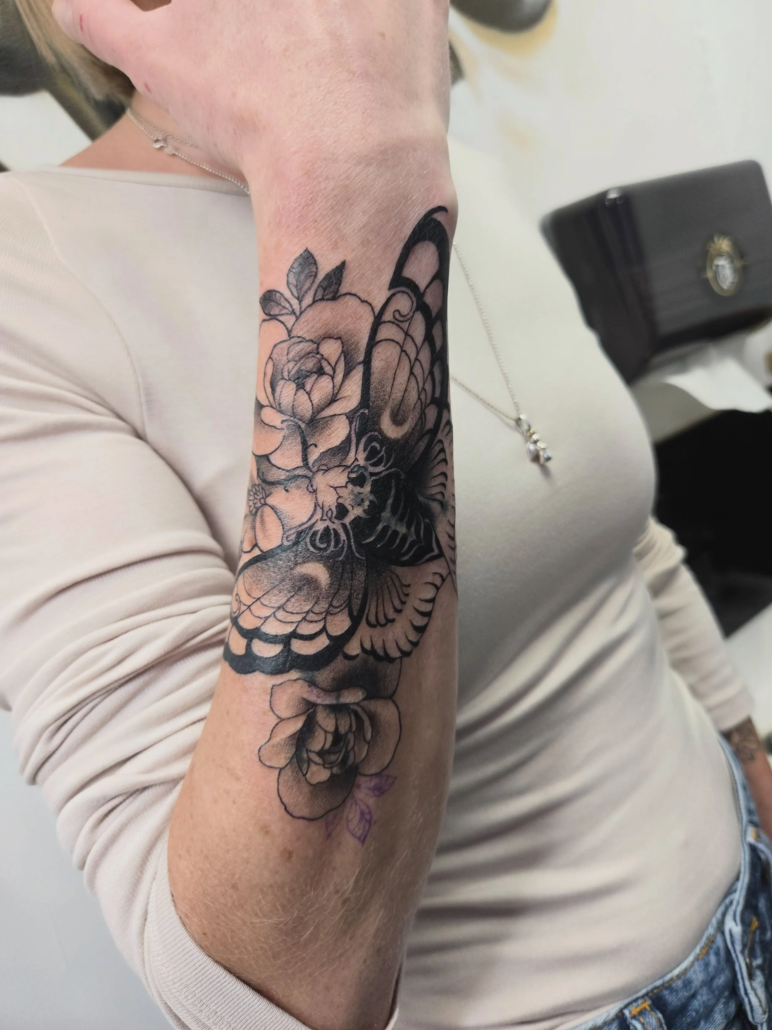 🦋 Custom dead moth cover-up tattoo, transforming old ink into a dark and detailed new design.

✦

Artist: @lyd.tattoos 

Have an old tattoo you&rsquo;d like to cover up? DM us to discuss your ideas and book a consultation, or call 01707 655273.

✦

