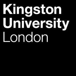 Kingston University London text logo on a black background