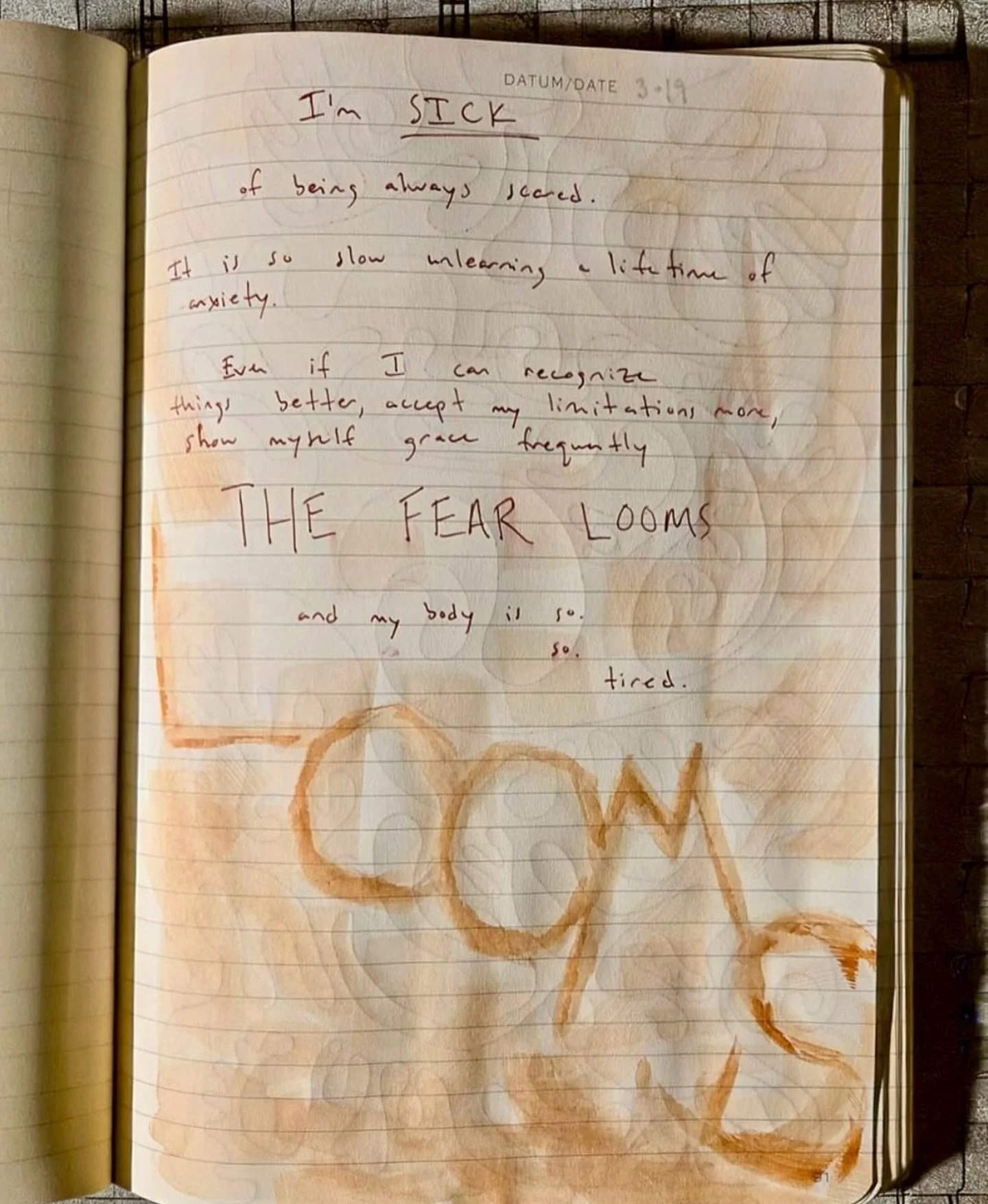 I&rsquo;m 𝘚𝘐𝘊𝘒 of always being scared&hellip;

This diary entry could be written by any woman.

The past few days have felt both inspiring and heartbreaking. Sitting in spaces with other women, hearing their stories, witnessing their strength and