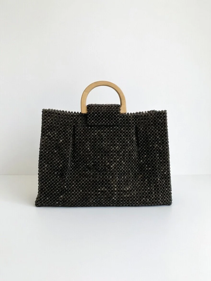 Wooden Handle Beaded bag