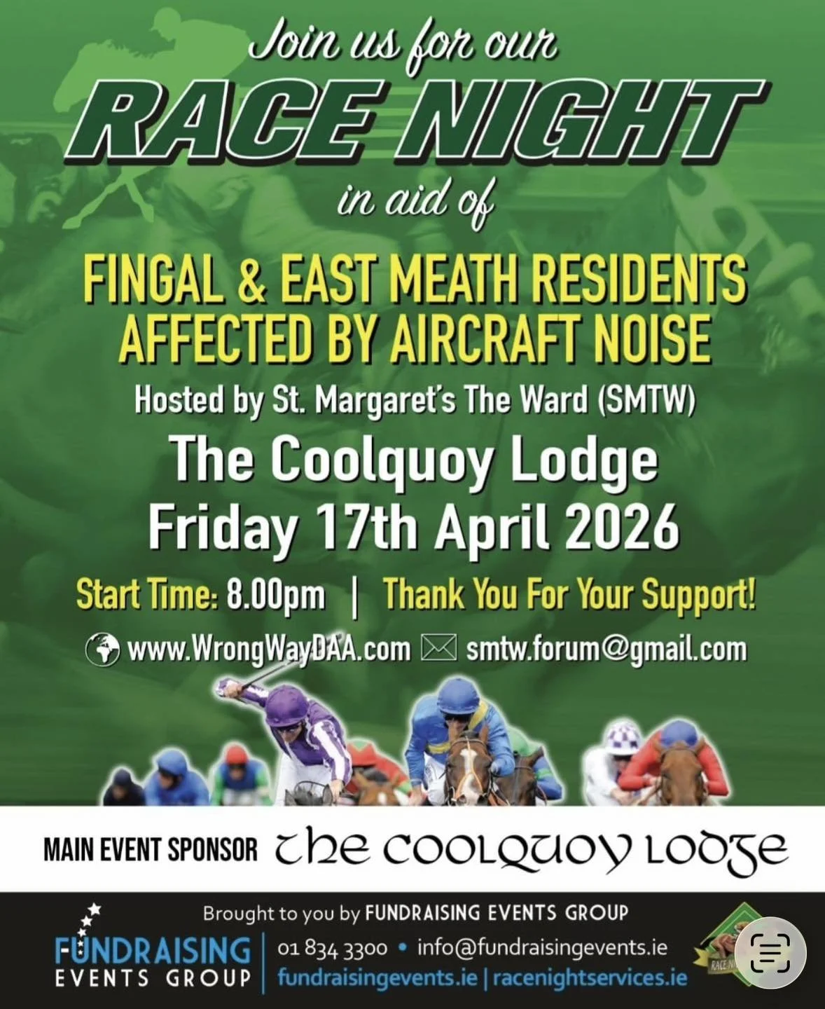 Race Night in Aid of Fingal and East Meath Residents impacted by aircraft noise.