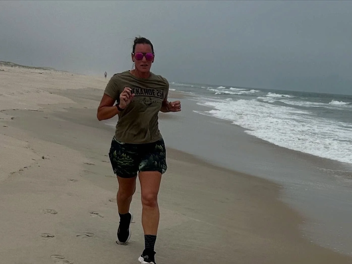 Woman running on the beach