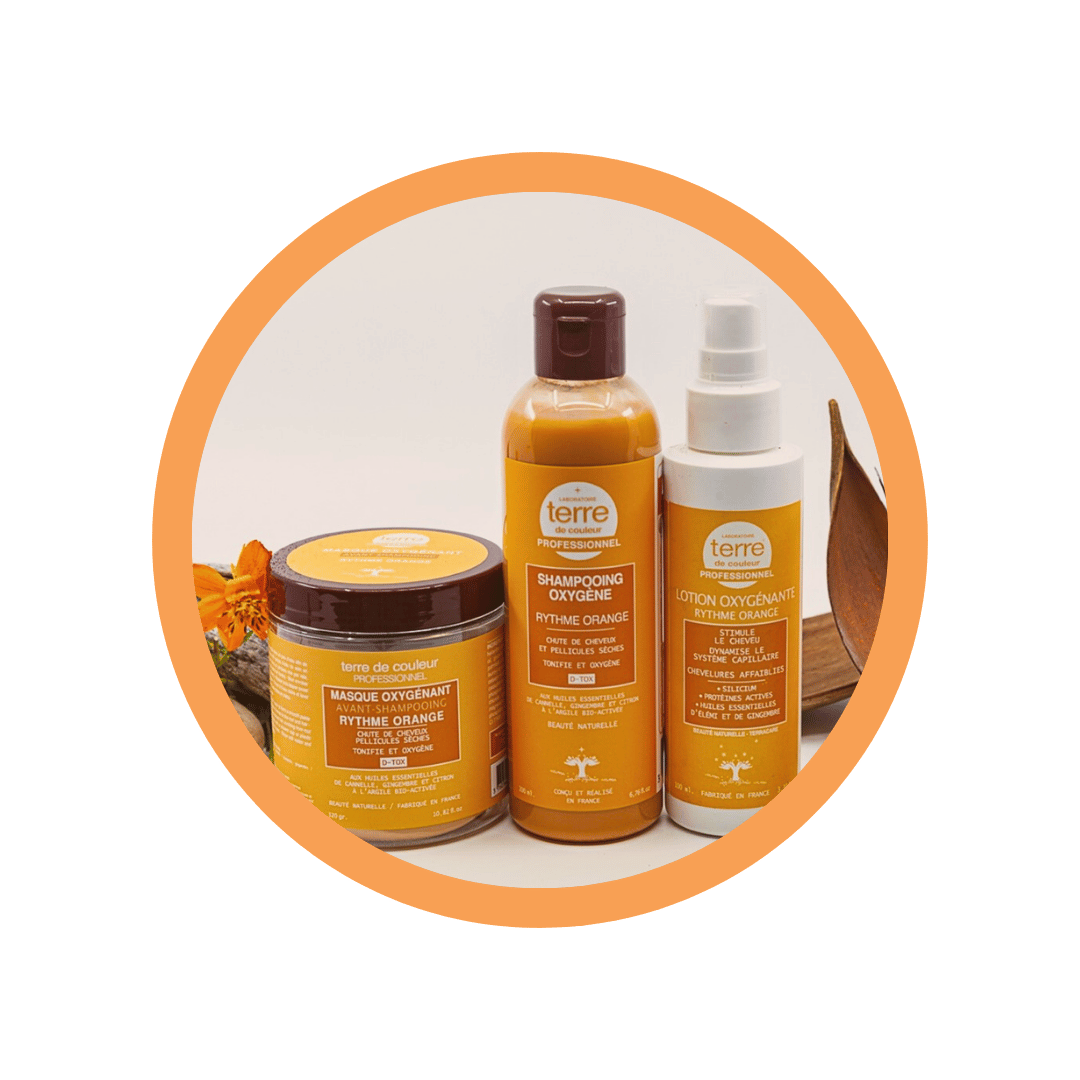 Soins rythmobiologiques - Orange : Stimule la repousse, lutte contre la chute des cheveux et élimine les pellicules sèches.