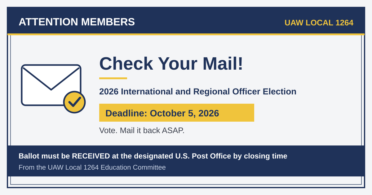 Check Your Mail: 2026 UAW Officer Election Ballot