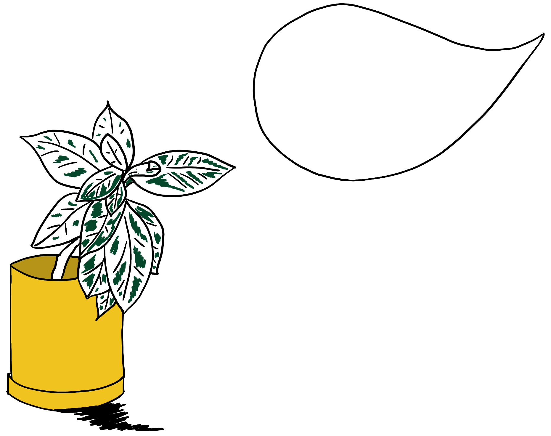 Illustration of yellow potted plant listening to grief story