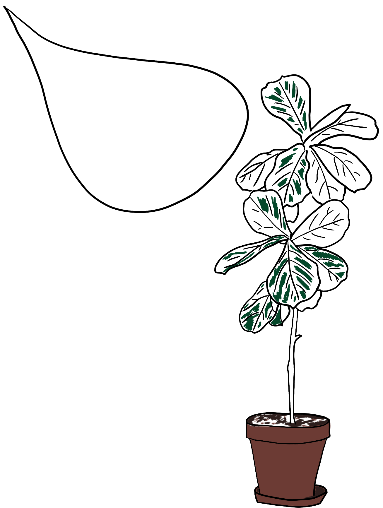 Illustration of a Fig Plant listening to a grief story