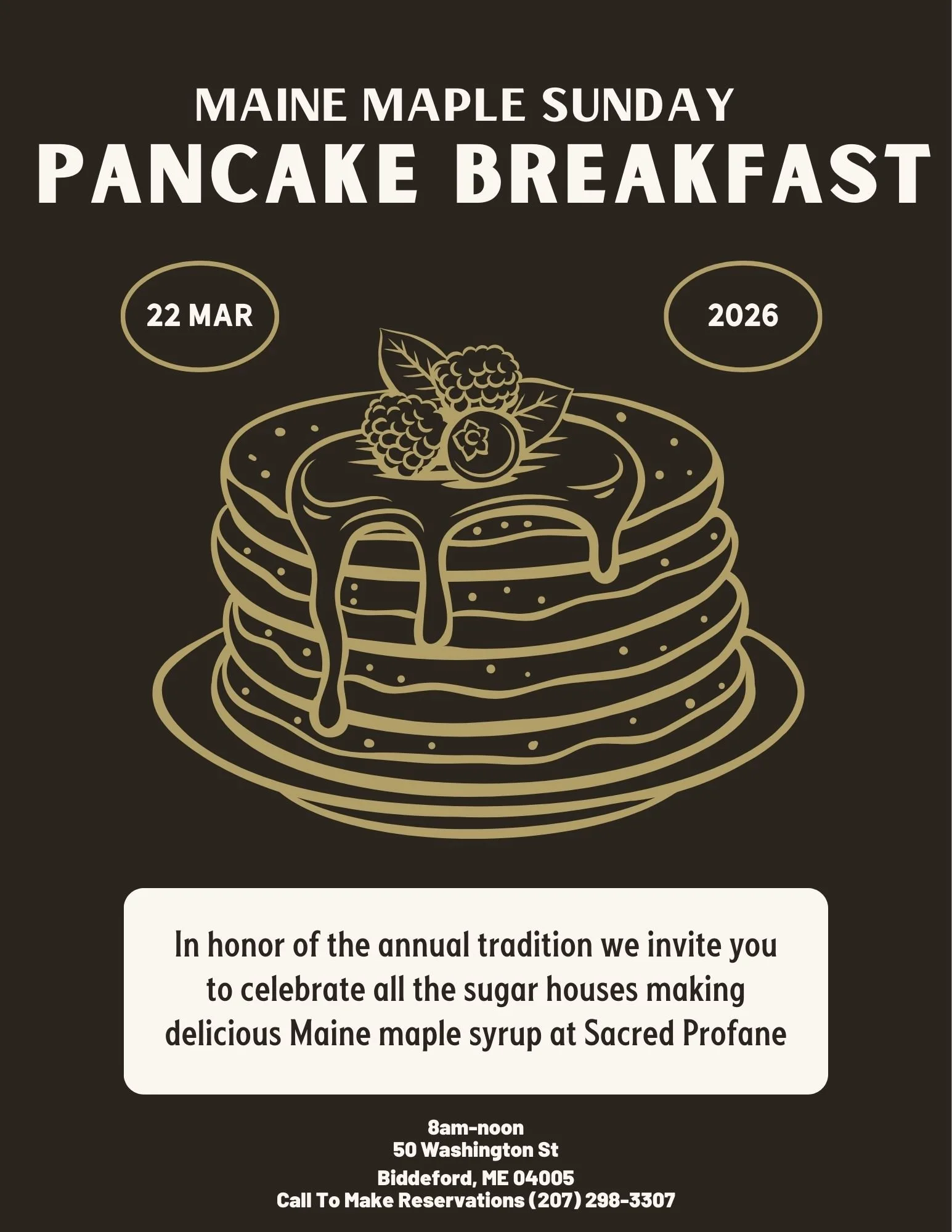 Maine Maple Sunday- PANCAKE BREAKFAST