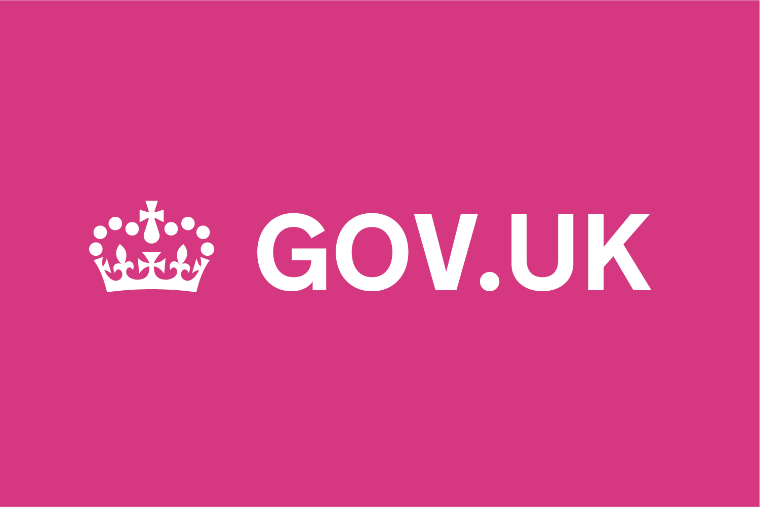 Pink background with white crown icon and text 'GOV.UK'.