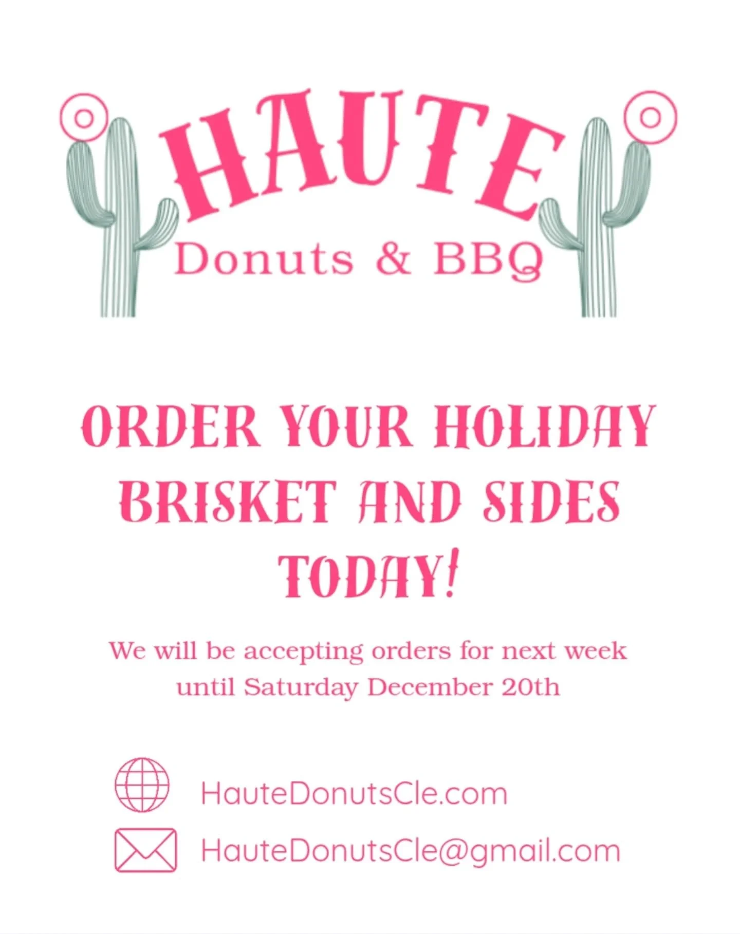We will be taking orders through this Saturday. Email hautedonutscle@gmail.com to place your order!
